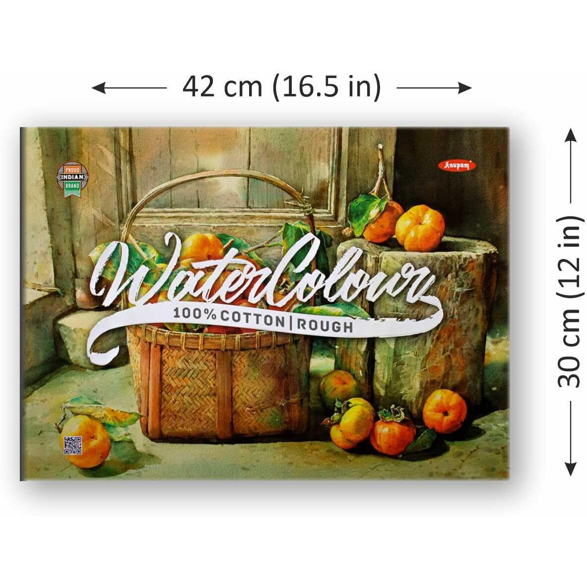 Anupam 100% Cotton Rough Pressed Watercolour Paper Pad  A4 Size  250 Gsm  Natural White  30 Pages  Smooth Texture For Dry Media & Mixed Media