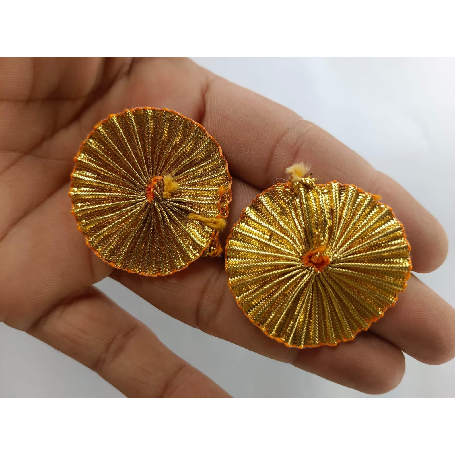 Nnj Group Golden Color Gota Patti Flowers Appliques Patches For Embroidery Decoration And Craft Making Design 4Cm 100Pcs