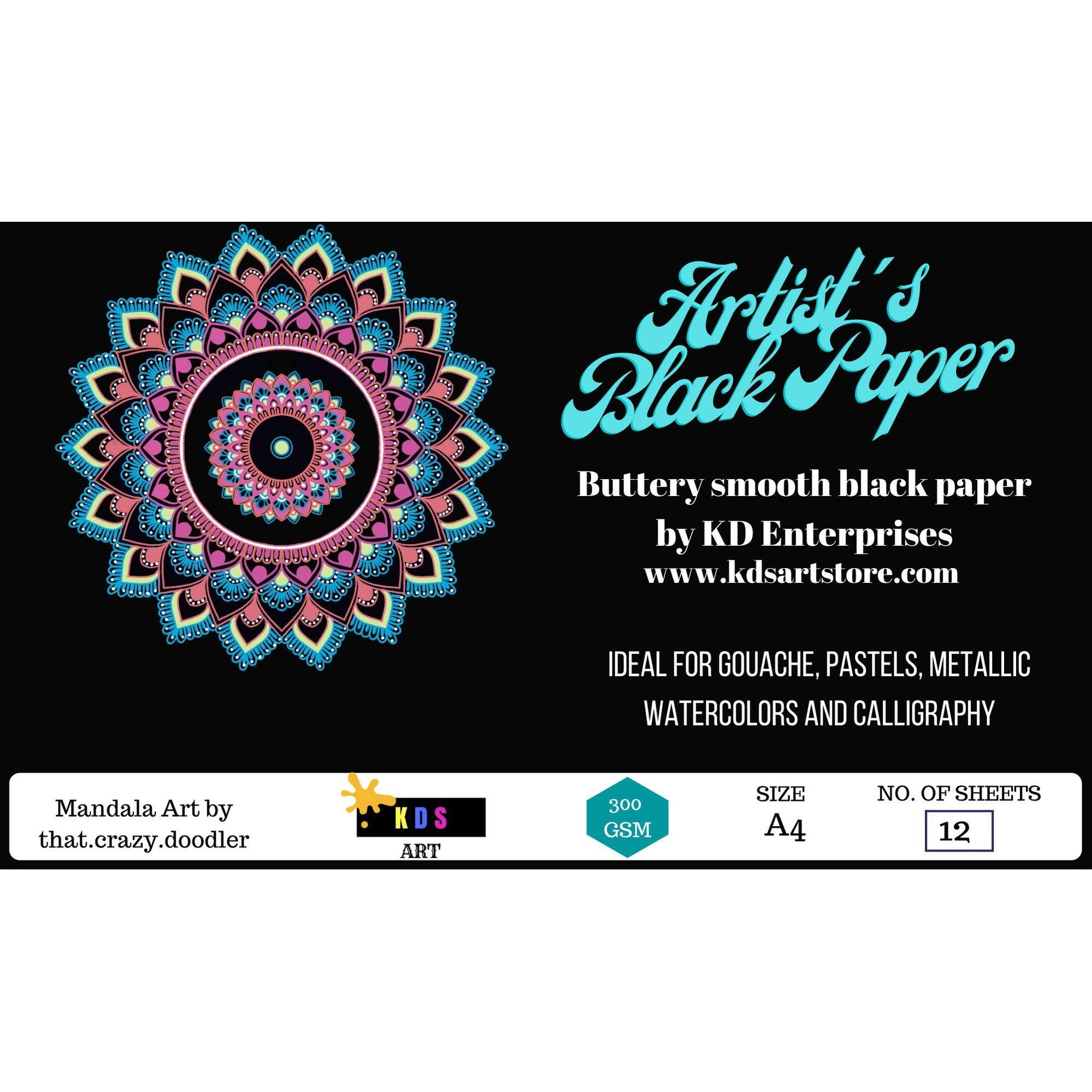 Kds Art ArtistS Black Paper Size A-4 12 Sheets (Pack Of 3) With Daniel Smith Dot Card Free 18 Color