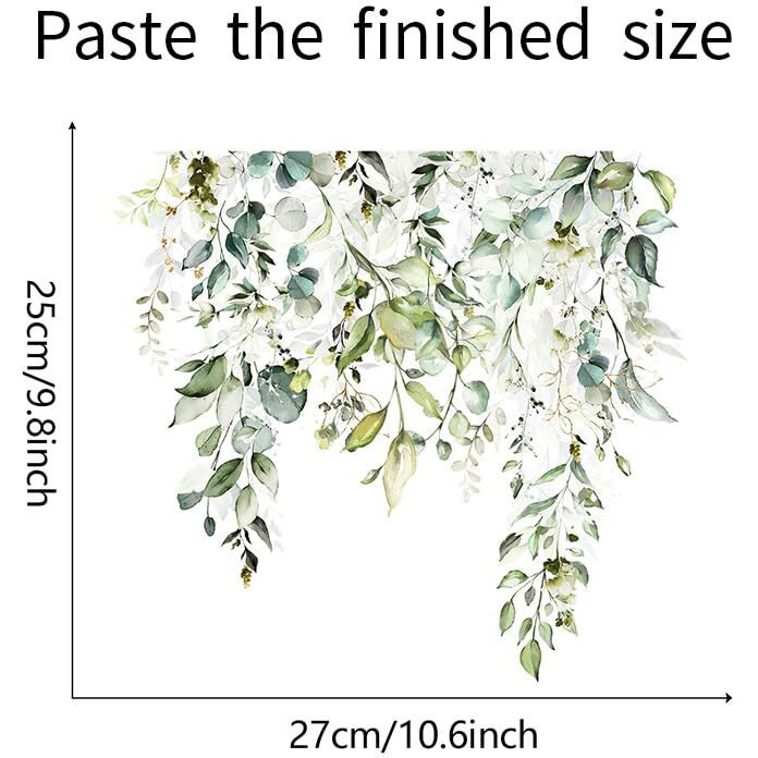 Indian Royals Green Plant Leaf Flower Design Wall Art Decoration Pvc Vinyl Removable Wall Sticker, Toilet Sticker (20 Cm X 30 Cm)