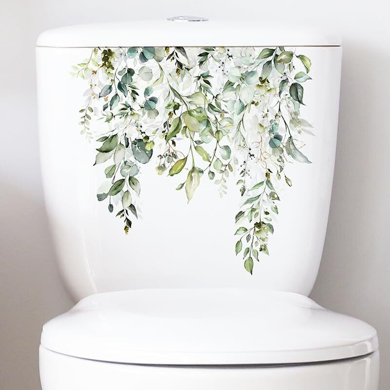 Indian Royals Green Plant Leaf Flower Design Wall Art Decoration Pvc Vinyl Removable Wall Sticker, Toilet Sticker (20 Cm X 30 Cm)