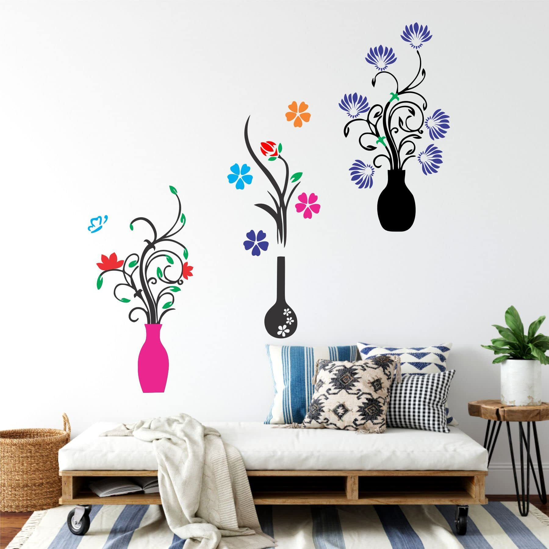 Sticker Yard Flower Pots Vinyl Wall Stickers Wall Cover Size 30X30Inch