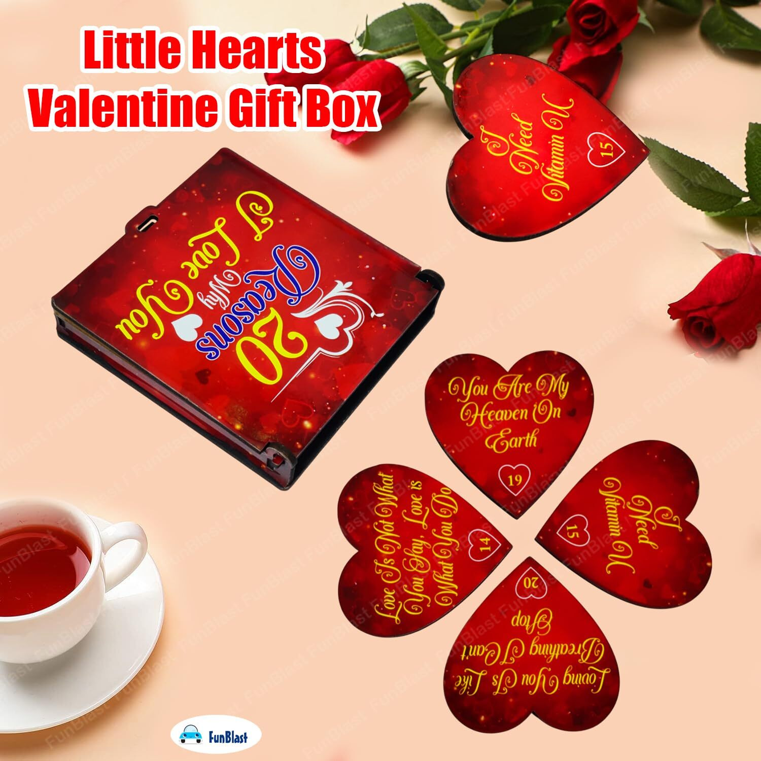 Funblast 20 Reasons Why I Love You Printed On Little Hearts Valentine Gift Box  Valentine Gift For Boyfriend, Gift For Girlfriend, Love Message Box, I Love You Gifts For Husband & Wife