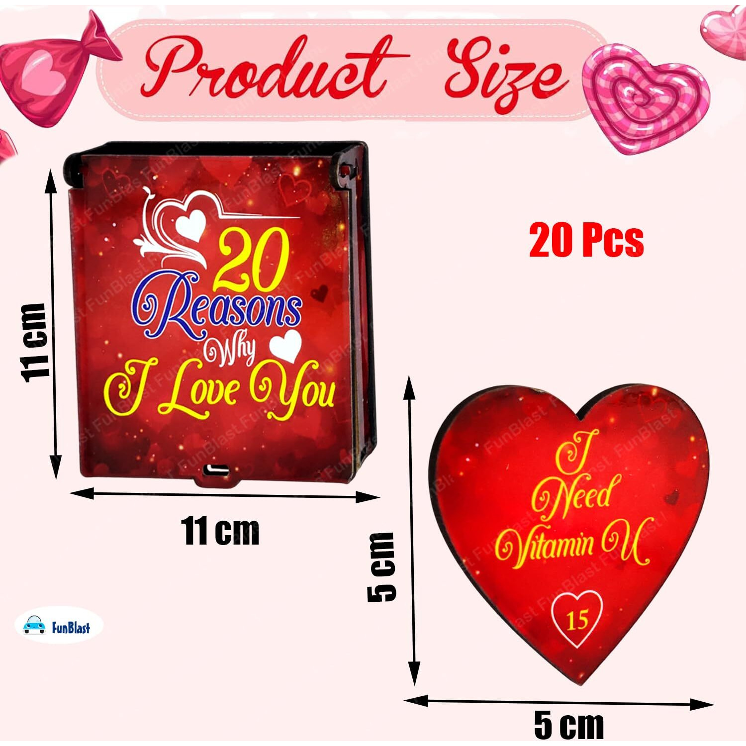 Funblast 20 Reasons Why I Love You Printed On Little Hearts Valentine Gift Box  Valentine Gift For Boyfriend, Gift For Girlfriend, Love Message Box, I Love You Gifts For Husband & Wife