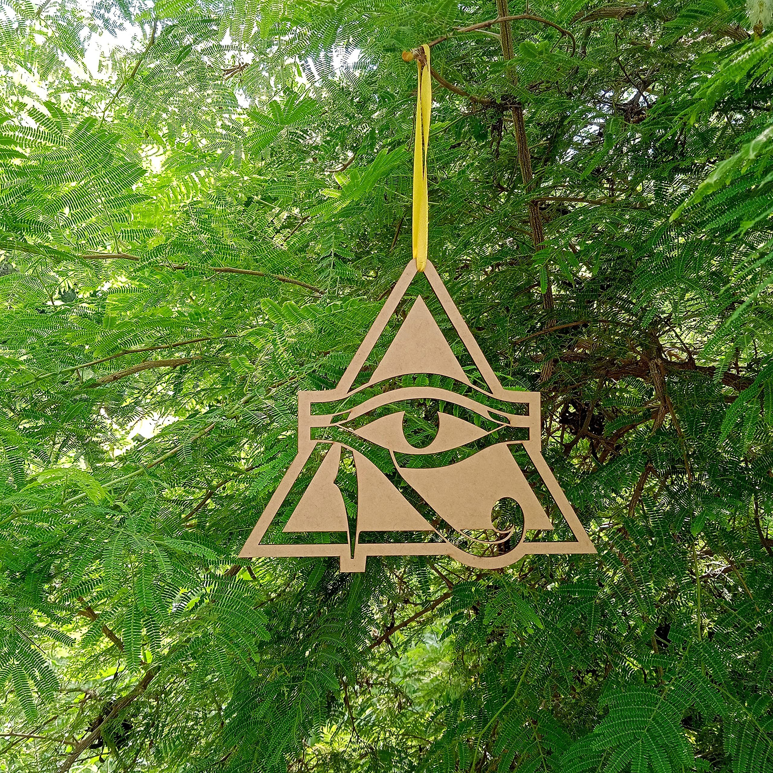 Purpledip Wooden Laser Cut Wall Hanging Eye Of Horus, Unfinished (12383)