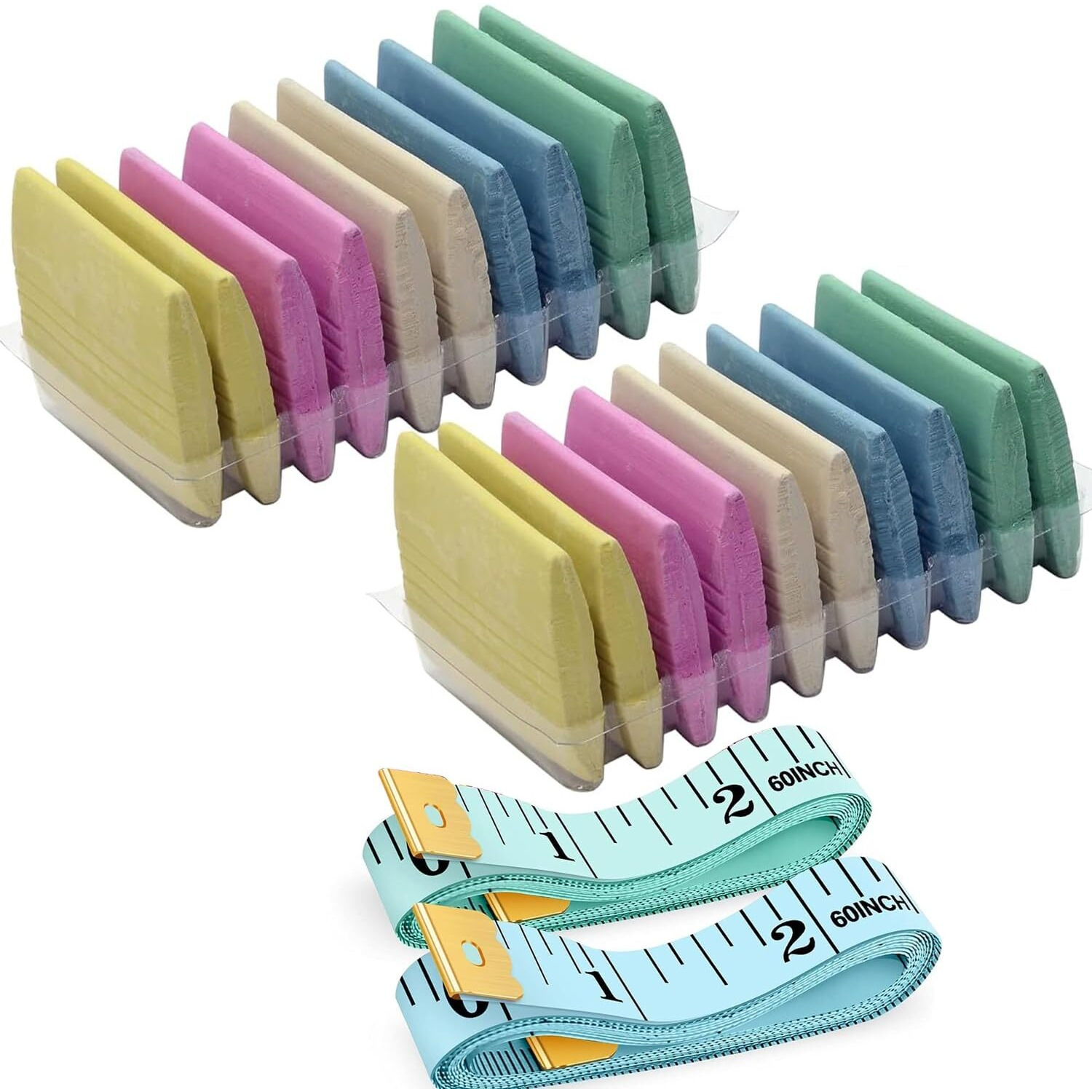 Aakriti Chalk And Measurement Tape Set For Sewing Tailors Measurement Tape | Fabric Chalk Sewing Fabric Sewing Tailor Cloth Measurement Tape 2 Pcs | Fabric Chalk 20 Pcs