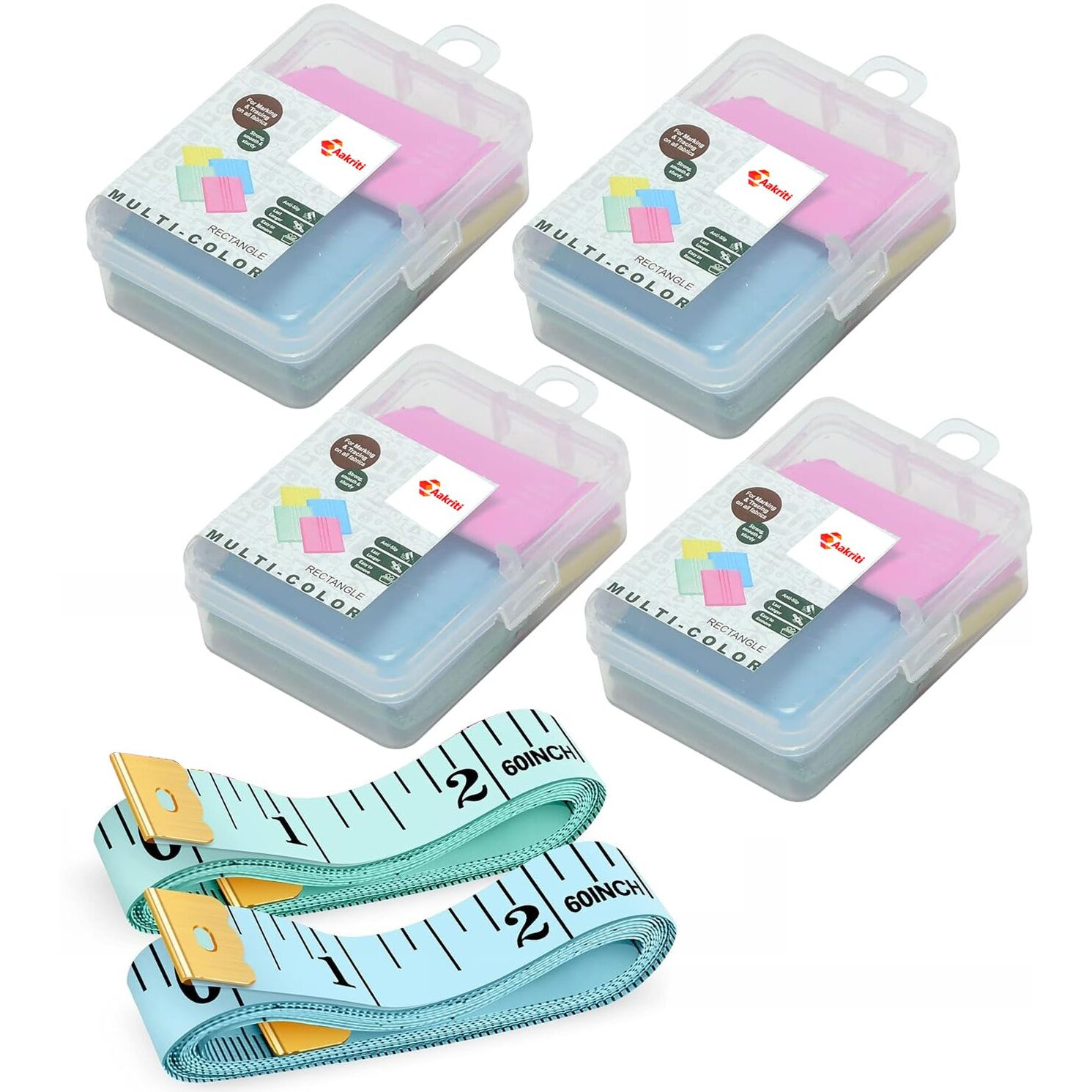 Aakriti Chalk And Measurement Tape Set For Sewing Tailors Measurement Tape | Fabric Chalk Sewing Fabric Sewing Tailor Cloth Measurement Tape 2 Pcs | Fabric Chalk 20 Pcs