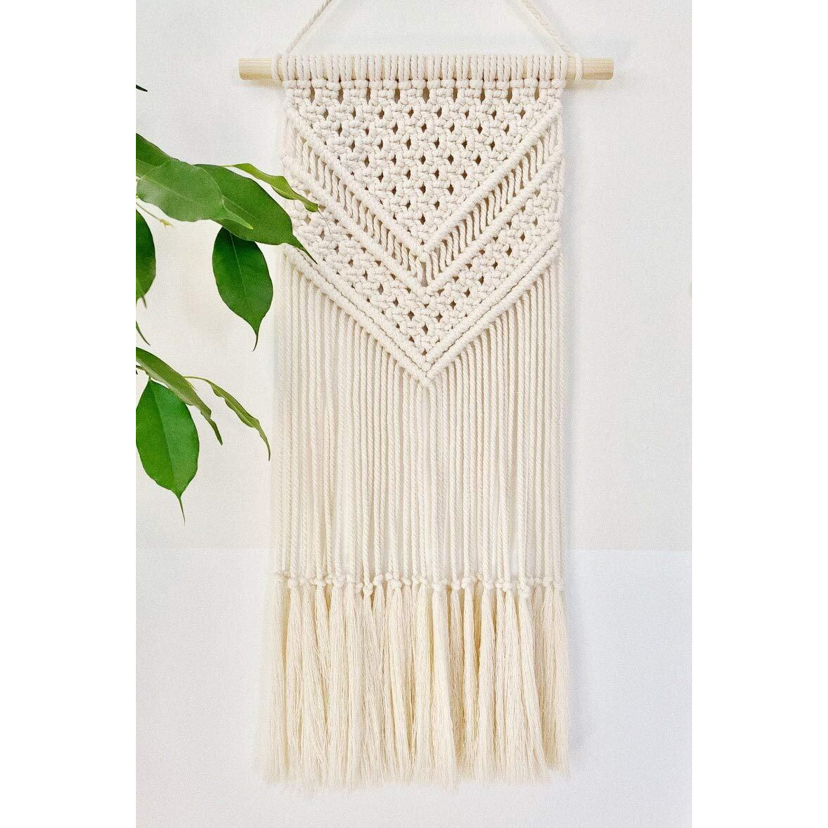 Dxyz Macrame Cotton Rope Bohemian Vintage Style Wall Hanging Tapestry | Vintage Home Decor | Geometric Wall Art | Diwali Gifting, Ivory