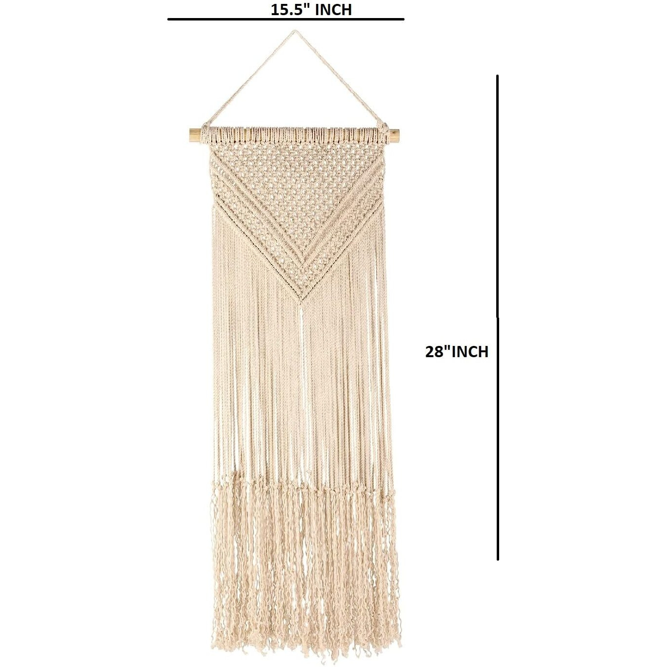 Dxyz Macrame Cotton Rope Bohemian Vintage Style Wall Hanging Tapestry | Vintage Home Decor | Geometric Wall Art | Diwali Gifting, Ivory