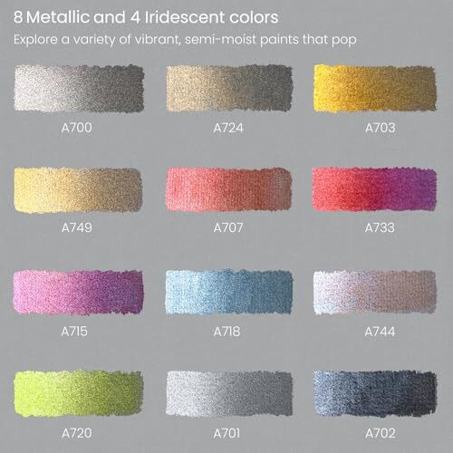 Arteza Metallic & Indescent Watercolour Half Pan Set Of 12