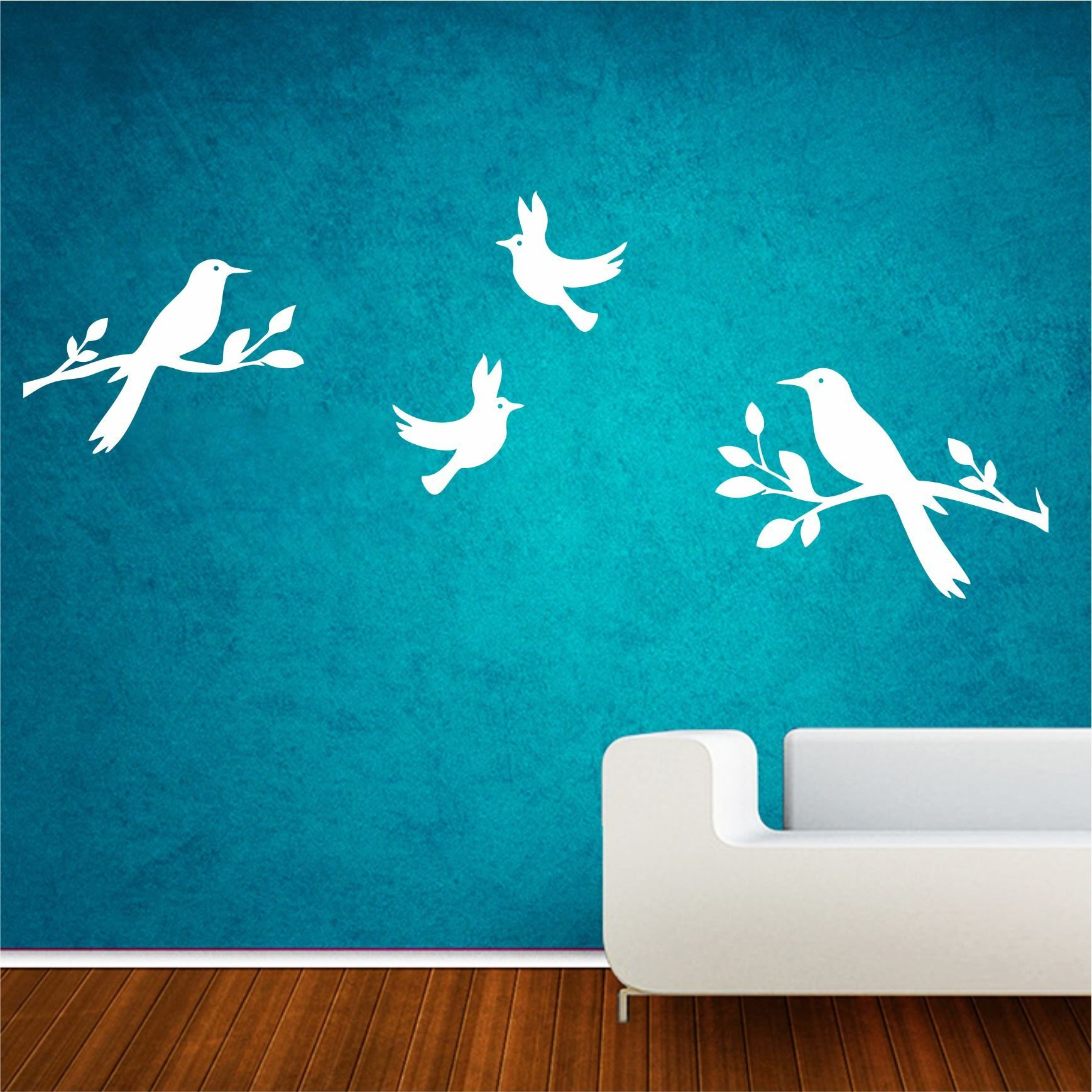 Sticker Yard Birds Wall Sticker & Decal (Color - White Matte Finish Pvc Vinyl Size -119Cm X 55Cm)