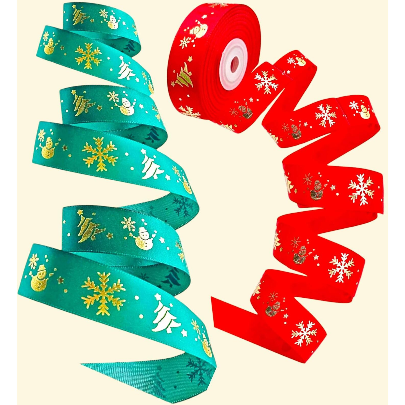Kapoor Crafts 9 Meter Christmas Ribbon Xmas Ribbon Fabric Decoration For Gift Wrapping, Christmas Ornaments Items, Gift Bows, Christmas Sewing Packing, Christmas Tree Decorations Material Christmas Decoration Ribbon Christmas Craft Ribbons (Red &Green ,1 Inch)