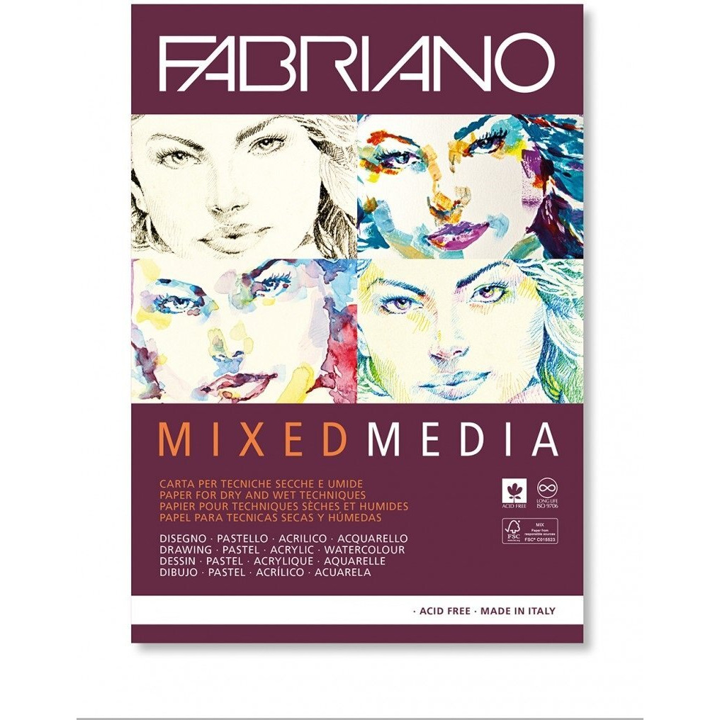 Fabriano Mixed Media Papers 21 X 29.7 Cm, 160 Gsm, 60 White Sheets| Ideal For Drawing, Sketching With Pencil, Pastels, Charcoal, Ink, And Calligraphy