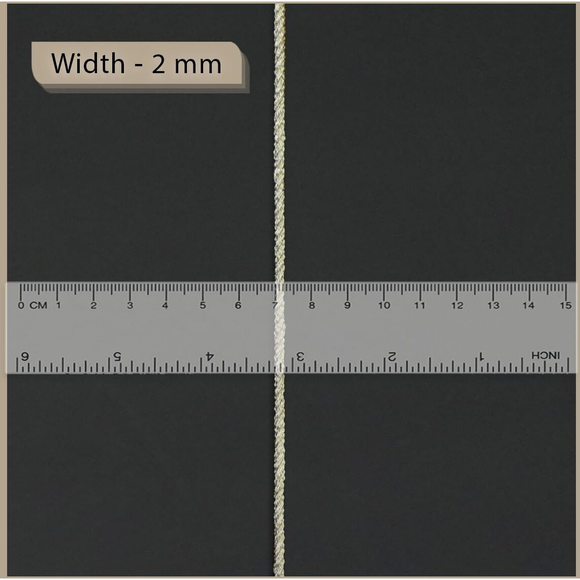 Embroiderymaterial Light Gold Zari Trim Braided Macrame Cord Laces And Borders For Saree, Sewing, Embroidery, Edging, Border, Blouse, Dupatta Border, Lehenga, Kurti Etc (17 Meters, 2Mm Wide)