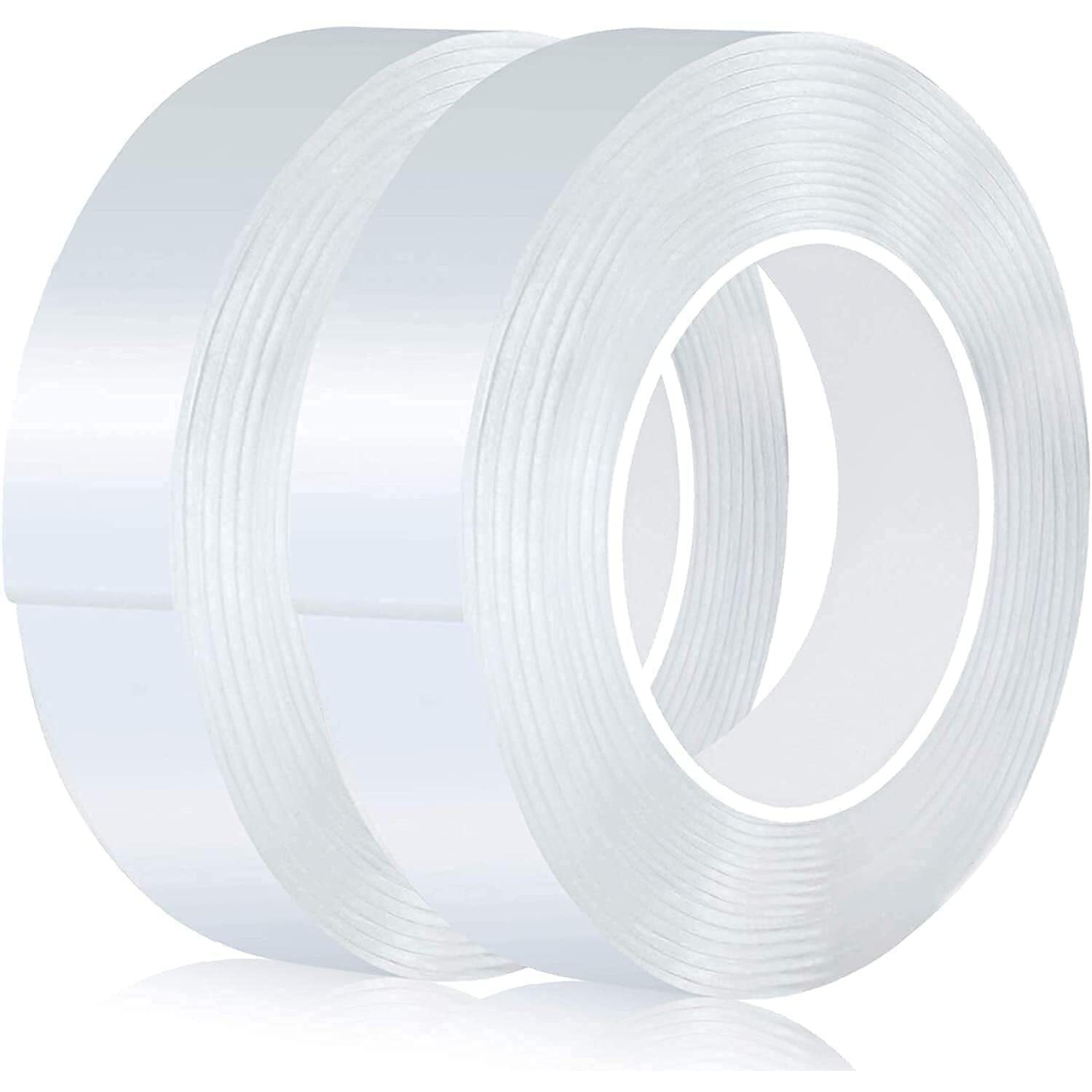 Oariv Self Adhesive Multipurpose Gel Grip Strong Sticky Strips Double Sided Transparent Tape Ideal For Home/Office Decoration - 3M Long (White, Pack Of 2)