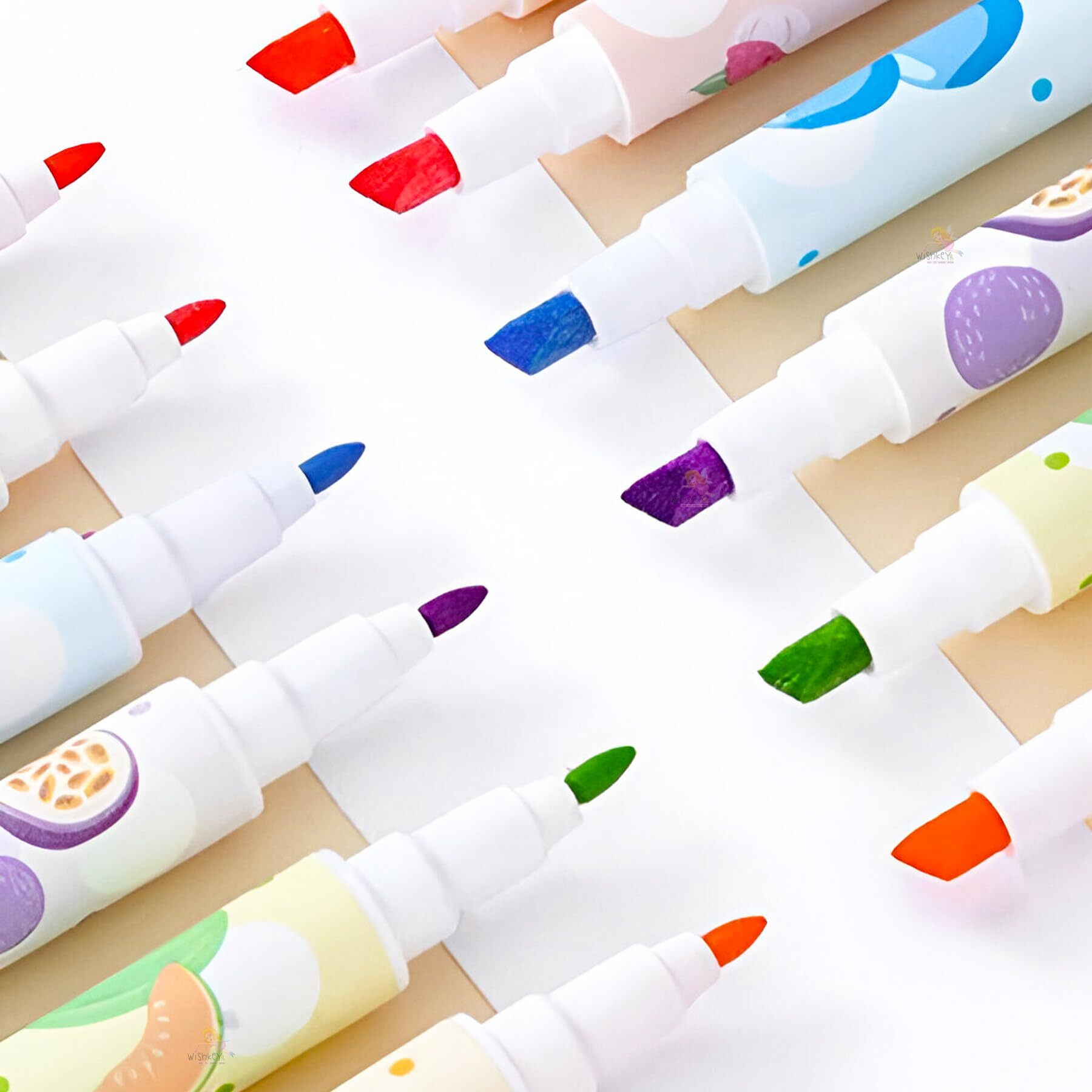 Wishkey Double Head Fruit Scented Marker Pens, Water-Based Non-Toxic Ink, Quick Drying Dual Tip Highlighter Pens For Multipurpose For Kids And Adults, 8+ Years (Pack Of 6, Multicolor)