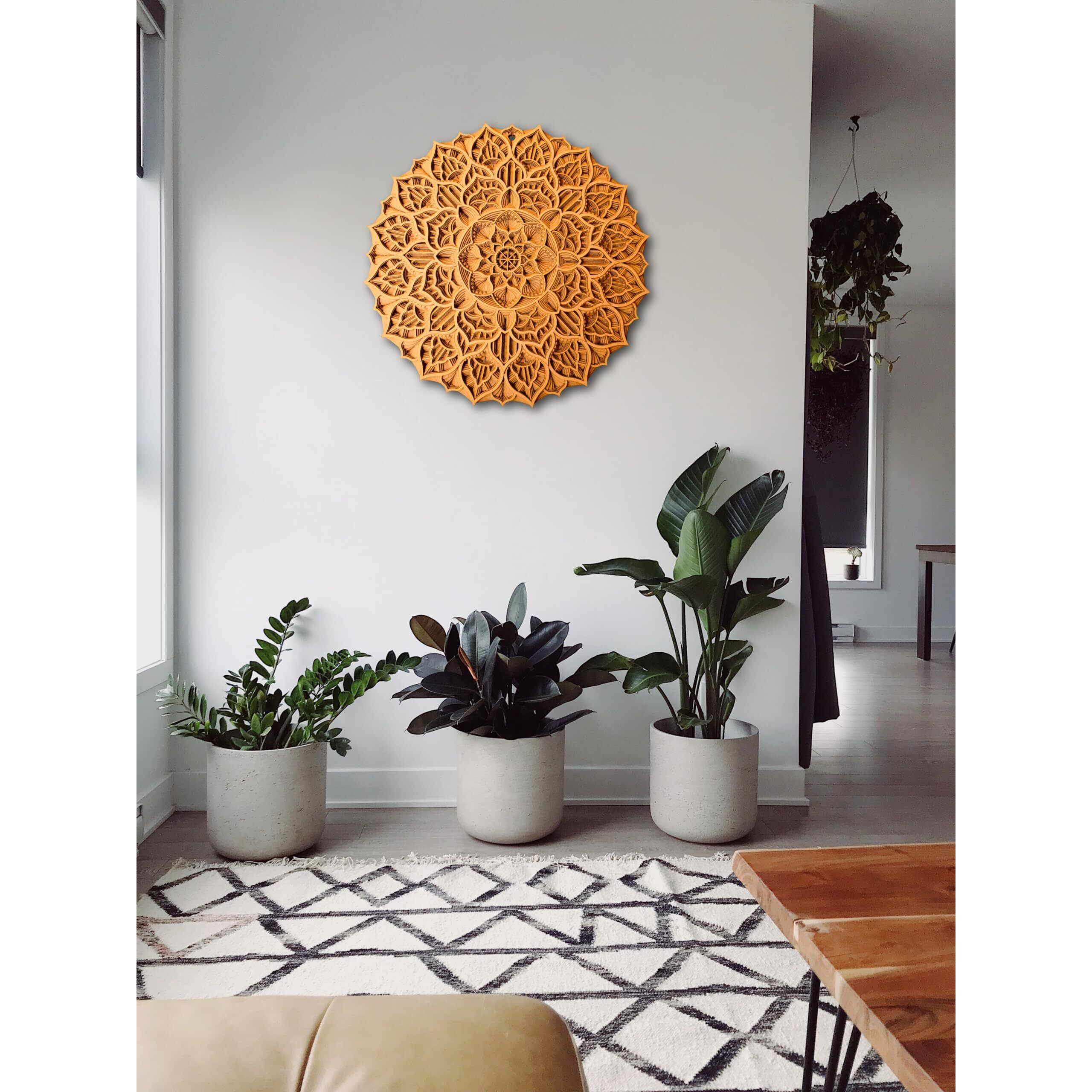Gloridec Multilayered 3D Decorative Mandala Wall Decor Made Of Engineered Wood | Decorative Round Mandla Wall Art For Living Room Wall Hanging Home Decor | Rm08 (24" X 24" Inch)