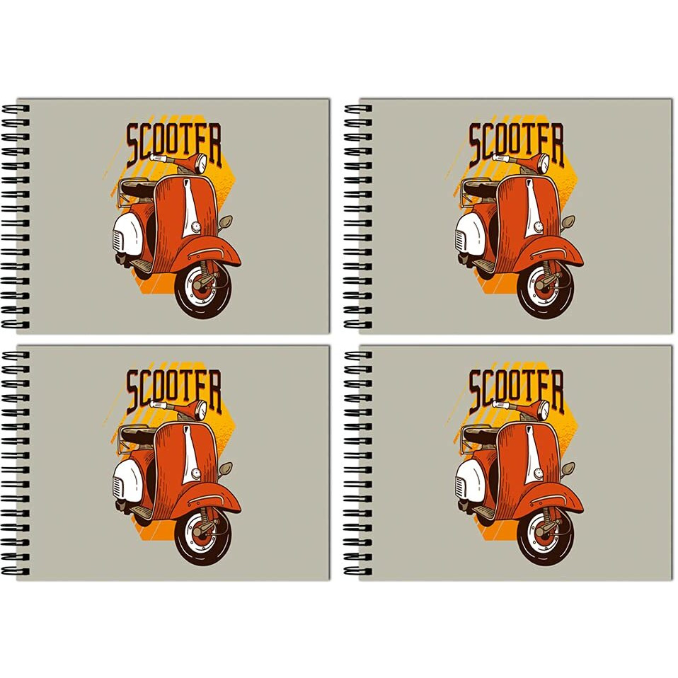 Tinywalk T Sketch Book Drawing Pad Landscape Brustro Sketch Book Thick Sheets (A4 Size,100 Sheets/200 Pages, Pack Of 4)