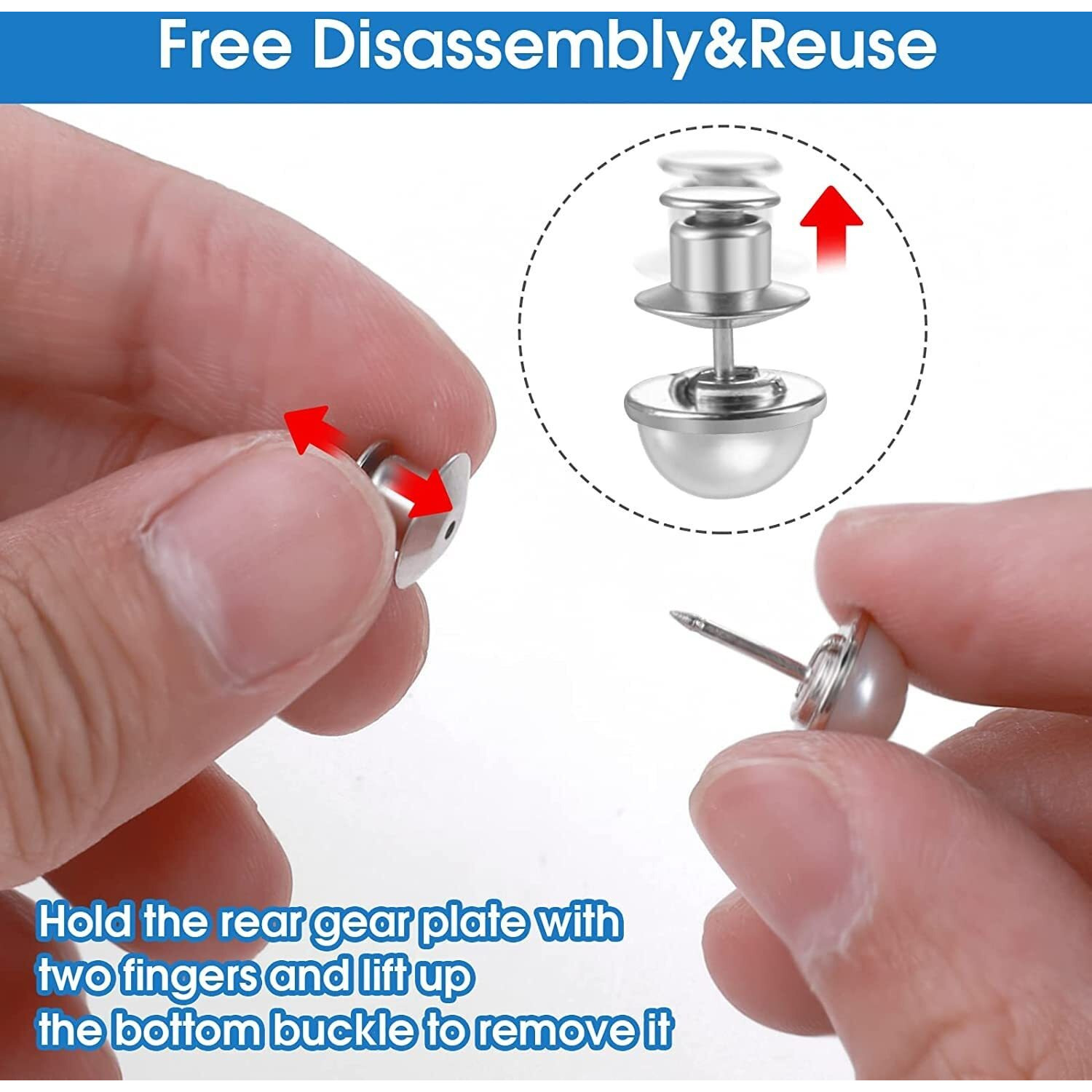 Heavy Driver 2Pcs Pant Waist Tightener, Adjustable Waist Buckle Set, Extra Button For Jeans To Make Tighter, Instant Jeans Button Pins For Pants Jeans Skirts, No Sewing Required (Pearl White)