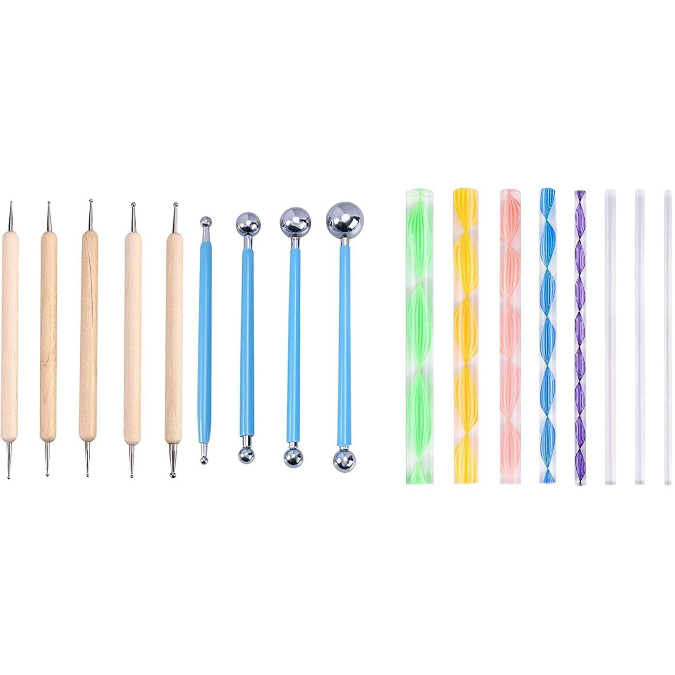 Prokart 17 Piece Ball And Pottery Ceramic, Polymer Clay Dotting Tool Set With Mandala Tool, Emboss Tool, Piece Ball For Nail Art, Multicolour