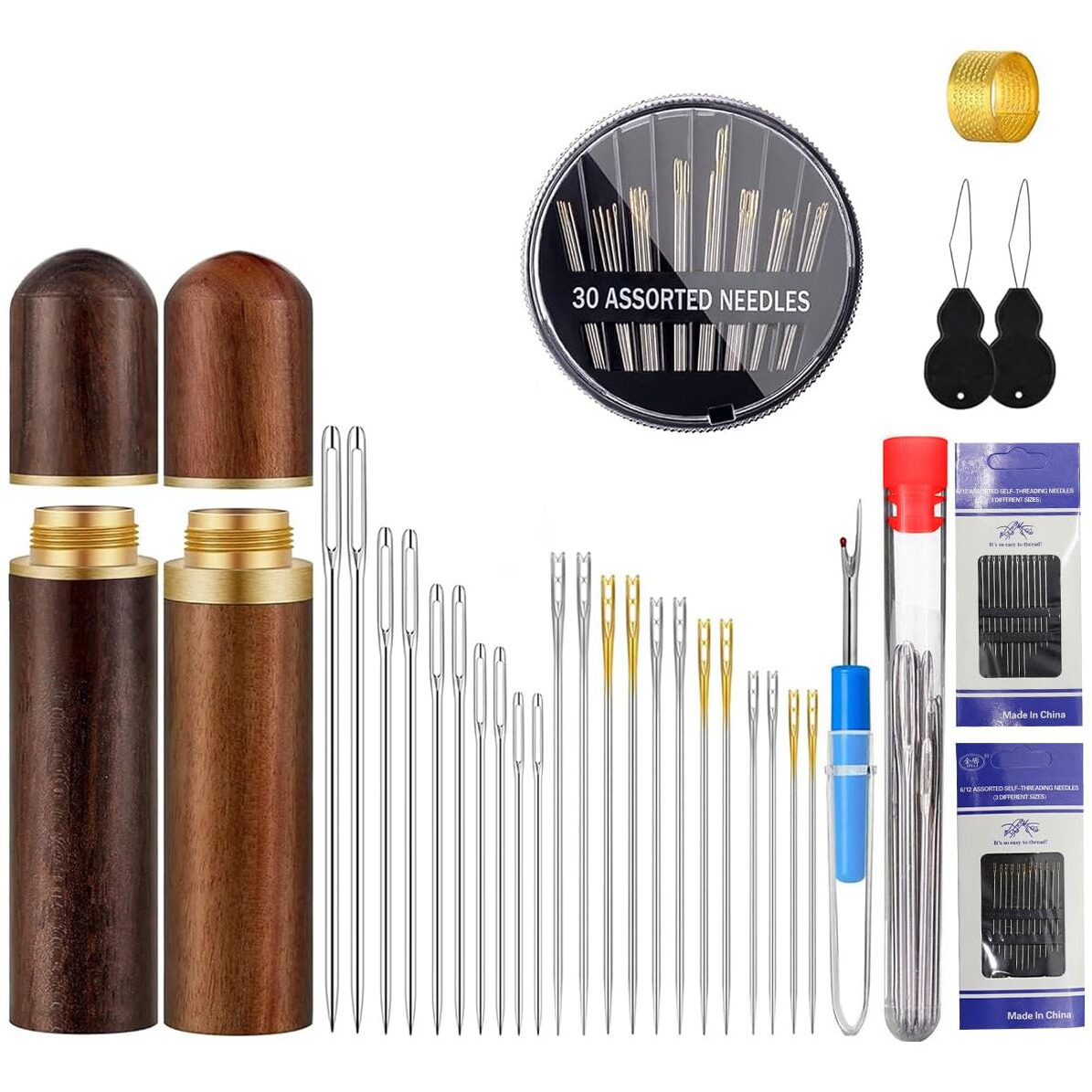 Hasthip 85Pcs Hand Sewing Needles Set, 3 Styles 14 Sizes Assorted Needles For Sewing, Sharp Sewing Needles Large Eye, Self Threading Needles For Handsewing Diy Art Crafts