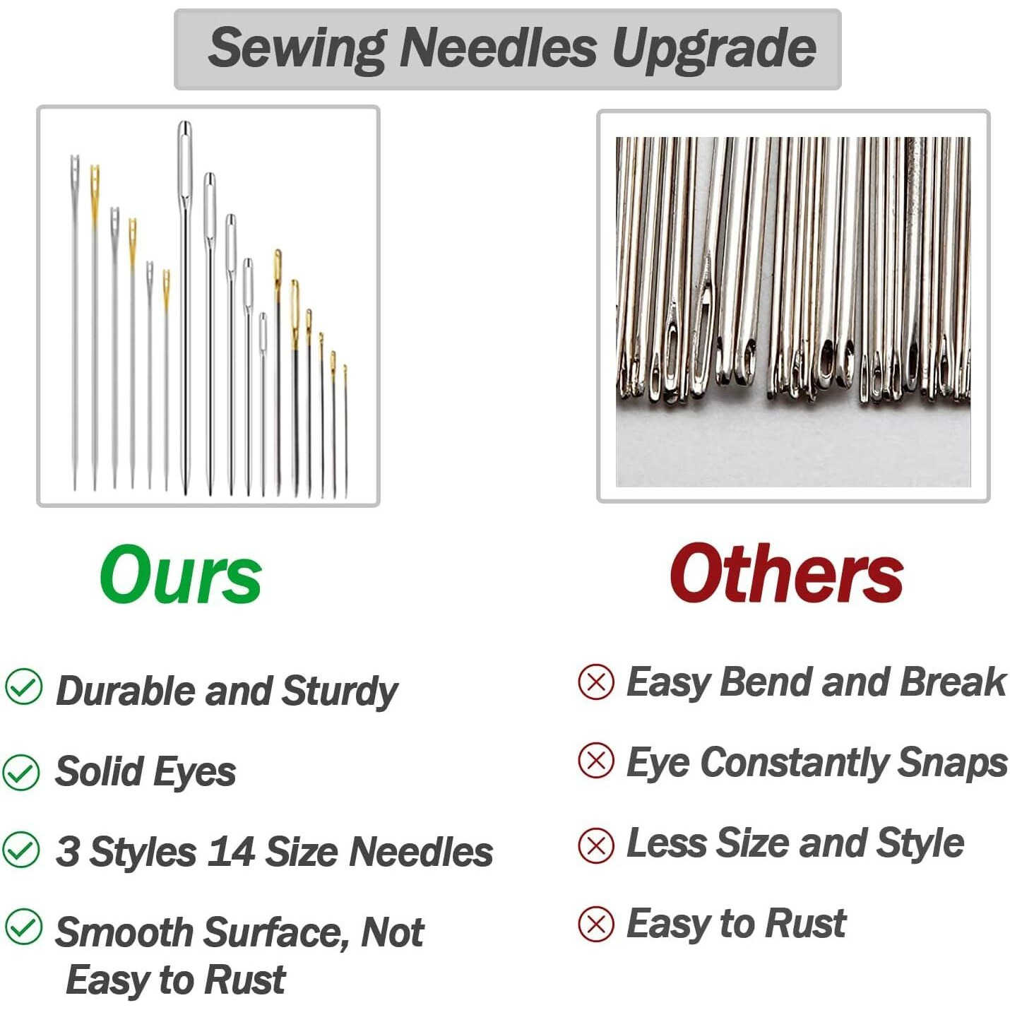 Hasthip 85Pcs Hand Sewing Needles Set, 3 Styles 14 Sizes Assorted Needles For Sewing, Sharp Sewing Needles Large Eye, Self Threading Needles For Handsewing Diy Art Crafts