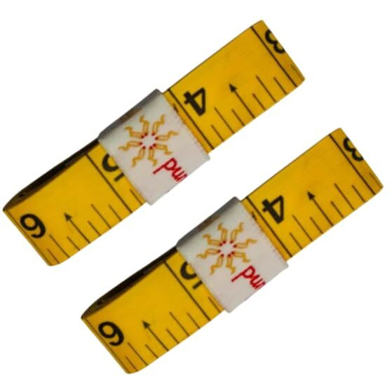 Label Punya Body Measurement Inch Tape - 60 Inches/150 Cms - Double Side Rulers, Fiberglass, Flexible, Portable Tape Measure For Fashion Designing, Home Improvement, Craft Material (Yellow-2Pc)