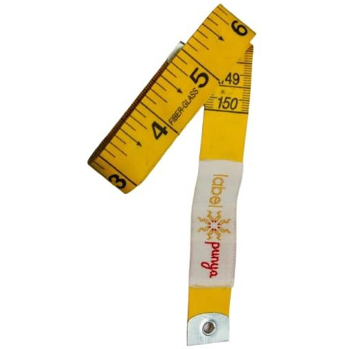 Label Punya Body Measurement Inch Tape - 60 Inches/150 Cms - Double Side Rulers, Fiberglass, Flexible, Portable Tape Measure For Fashion Designing, Home Improvement, Craft Material (Yellow-2Pc)