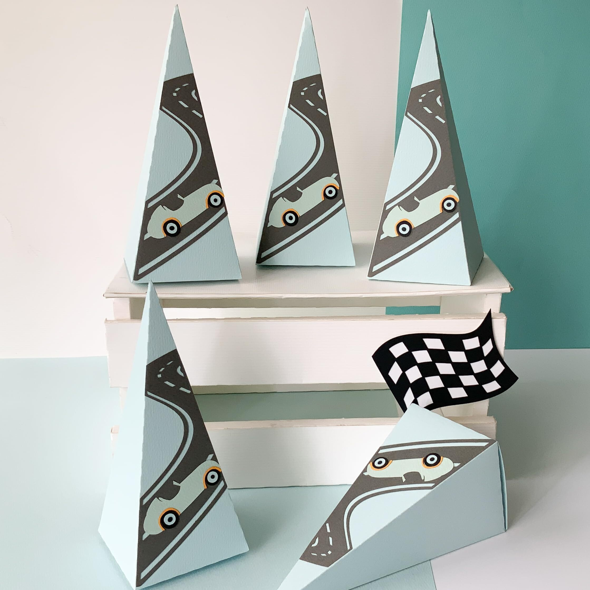 Pinfliers Car Theme Birthday Decorations For Boys Paper Box|Car Theme Return Favour For Kids|Baby Announcement, Arrival,Rakshabandhan Boxes|Birthday Centerpiece|5 Party Favour Box|Multicolor