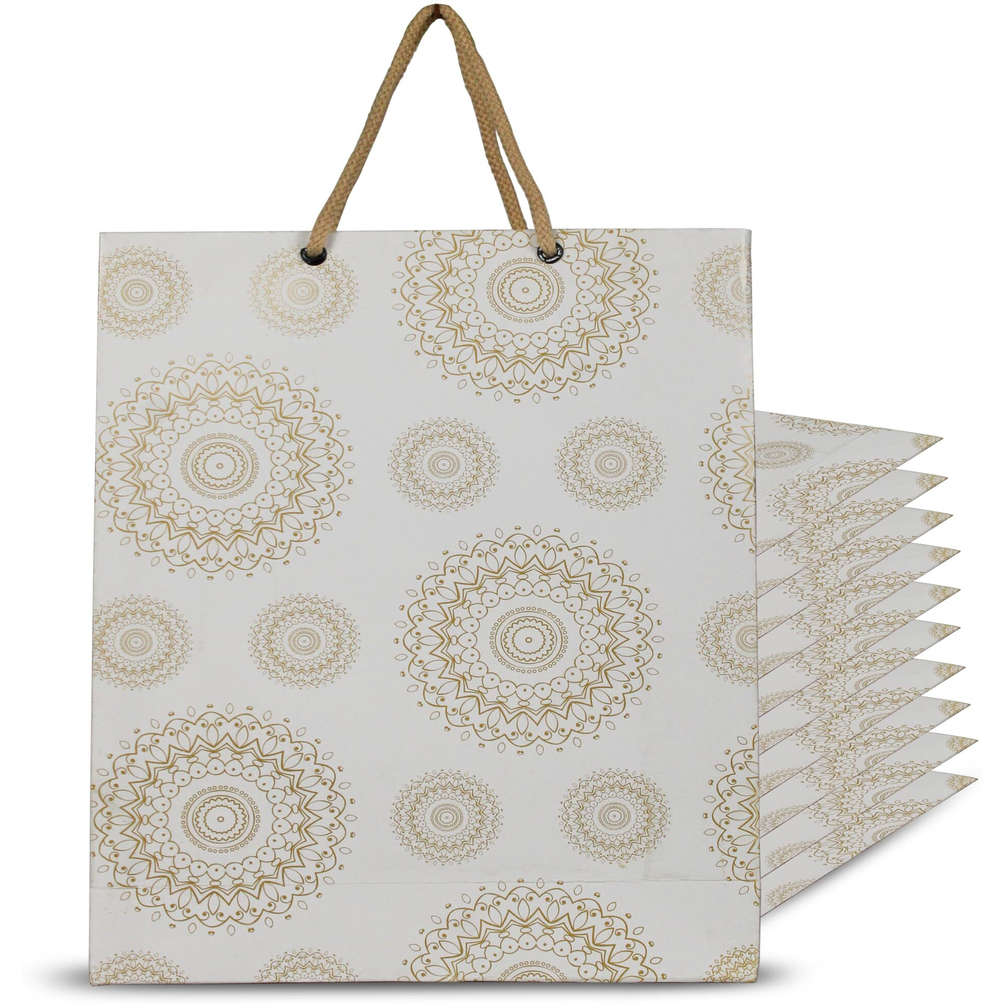Kosy Pack Of 20 Gift Carry Bag | Eco-Friendly Recycle Paper Bag For Gifting | Sturdy & Versatile Paper Bag For Shopping | Small Gift Bag 22X6X22 Cm | Carry Bag For Gifting White Print Design