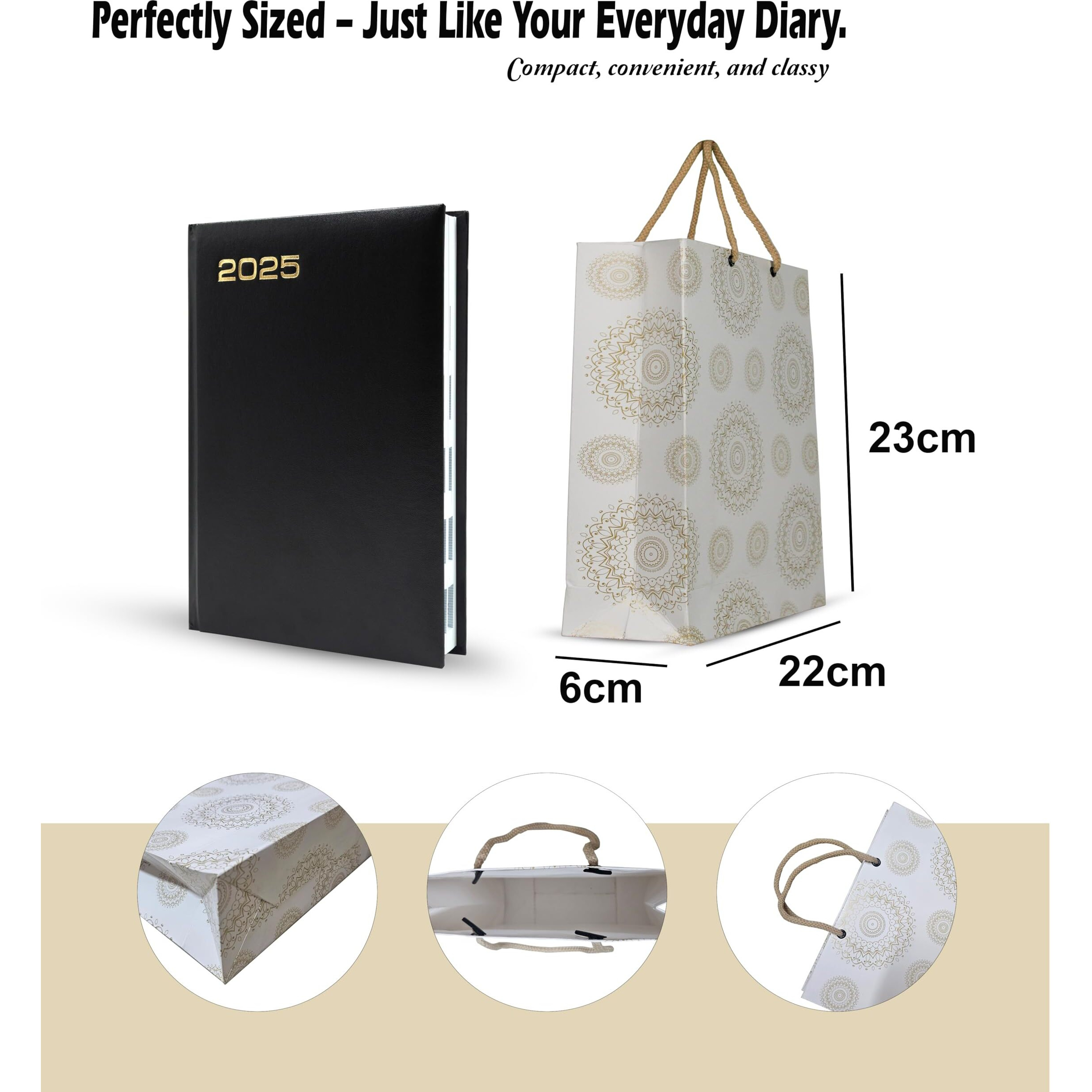 Kosy Pack Of 20 Gift Carry Bag | Eco-Friendly Recycle Paper Bag For Gifting | Sturdy & Versatile Paper Bag For Shopping | Small Gift Bag 22X6X22 Cm | Carry Bag For Gifting White Print Design