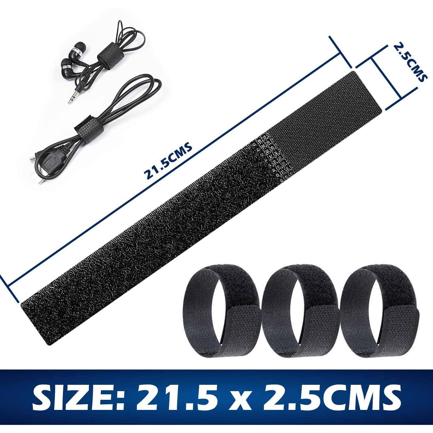 Aryan Utsav Cable Ties Adjustable Wire Organizer Cable Ties Self Gripping Straps, Multi-Purpose Organizer Cord Rope Holder For Laptop Pc Tv Wires At Home, Office & Data Center - Black, Pack Of 40