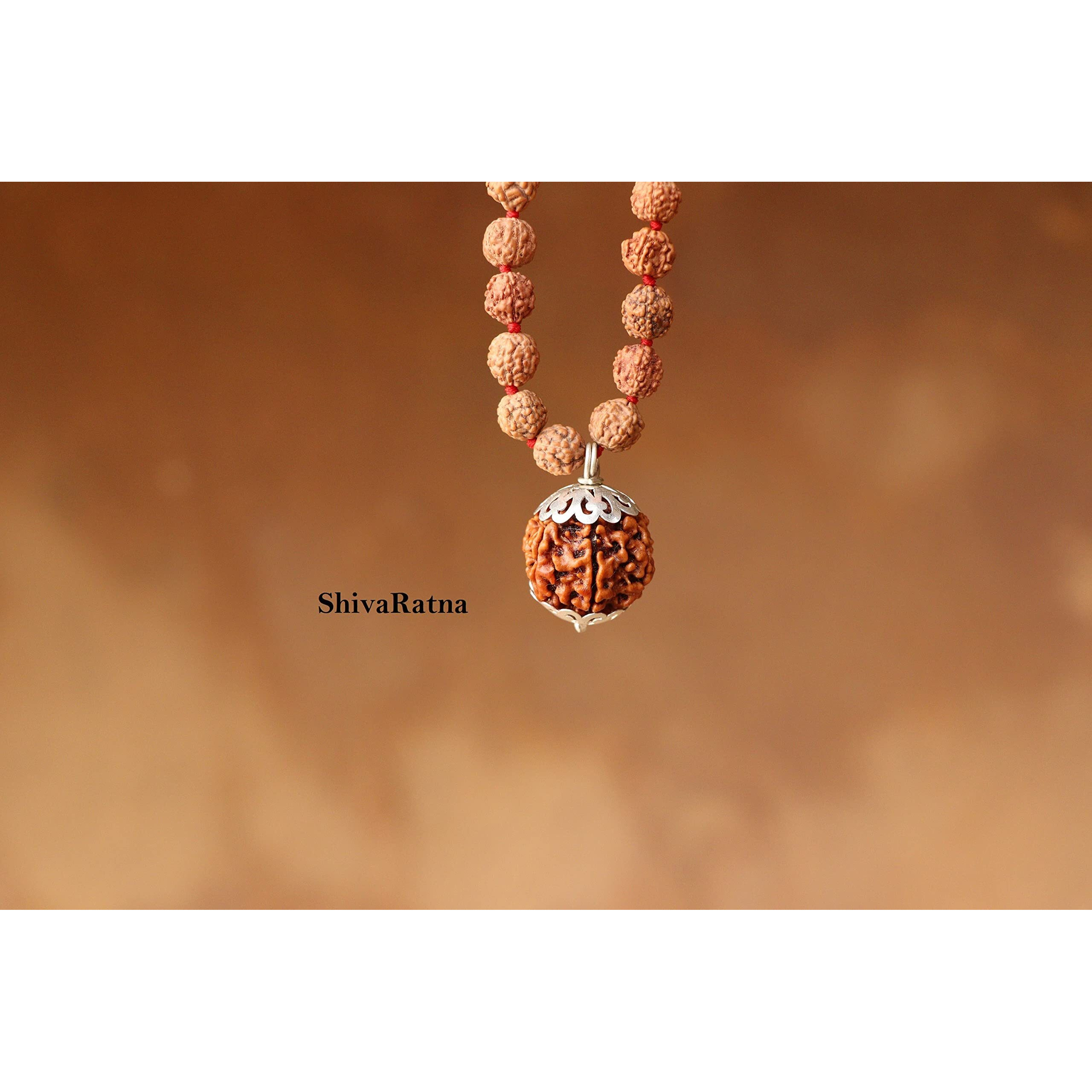 Shivaratna 4 Mukhi Rudraksha (Nepal) + 109 Beads Of Five Mukhi Rudraksha Mala (Pure Silver Cap & Lab Certified)