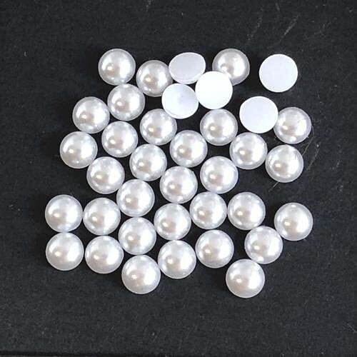 Ritika Craft 8Mm White Half Cut Round Moti Faux Pearls Flat Back Cabochons Pearls For Crafts And Decoration (400 Pcs)