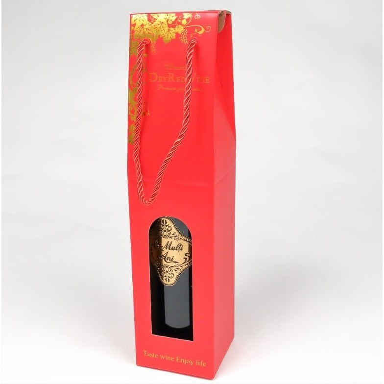 10 Pack Wine Bottle Gift Cardboard Bags Bulk, Gift Bags With Handlesfor Champagne Alcohol (Red, Single Bottle)