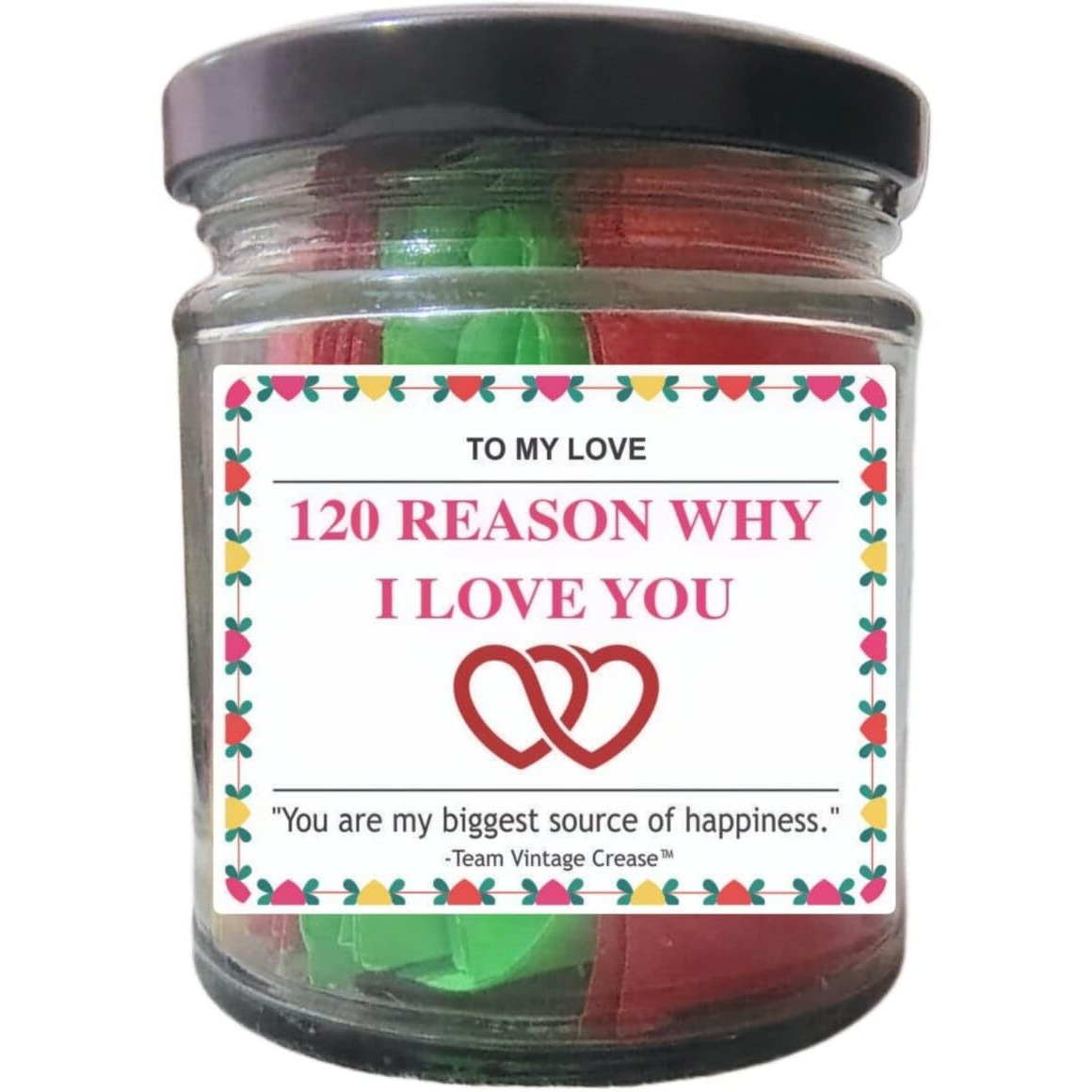 120 Reasons Why I Love You Romantic Gift Jar Box With Love Messages For Couples, Romantic Gift With Heartwarming Msg For Loved Ones, Birthday, Anniversary, Valentine's Day Multicolour.