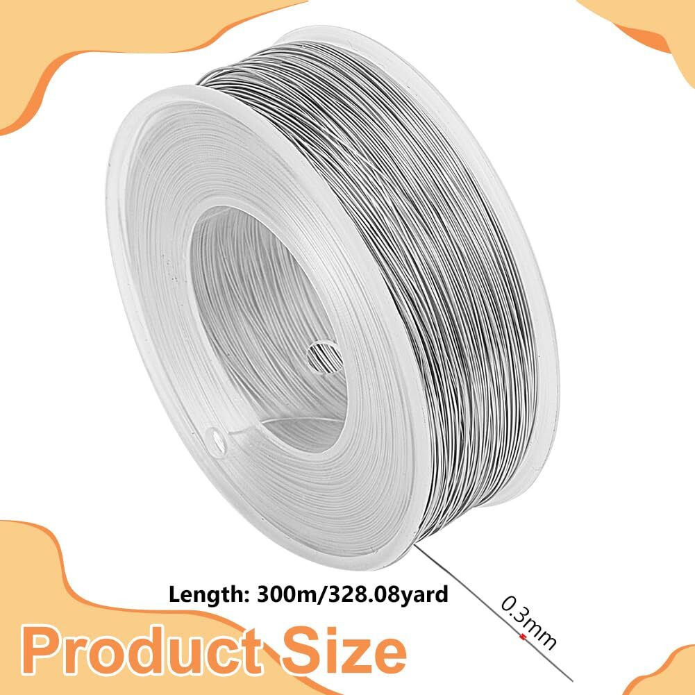 Benecreat 28 Gauge 984Ft 304 Stainless Steel Binding Wire For Jewelry Making, Strapping, Sculpture Frame, Cleaning Brushes Making And Other Crafts Project