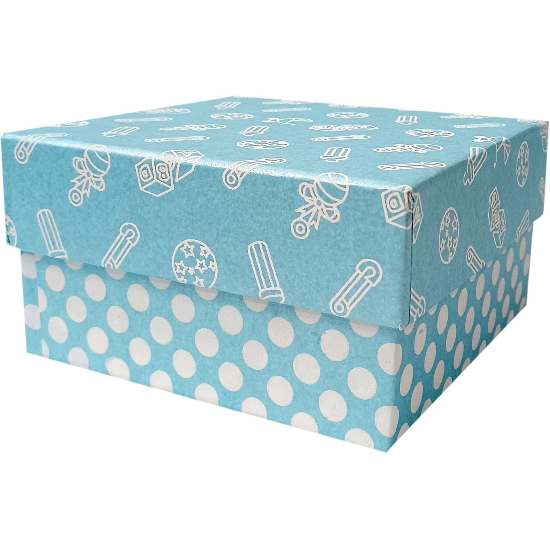 Acl Creations Cardboard Box For Birthday Hamper, Diwali Hampers, Return Gift, Corporate Gifting|Pack Of 2 (Top Bottom Box It's A Boy Design) (Size 6X6X3 Inchs),Sky Blue