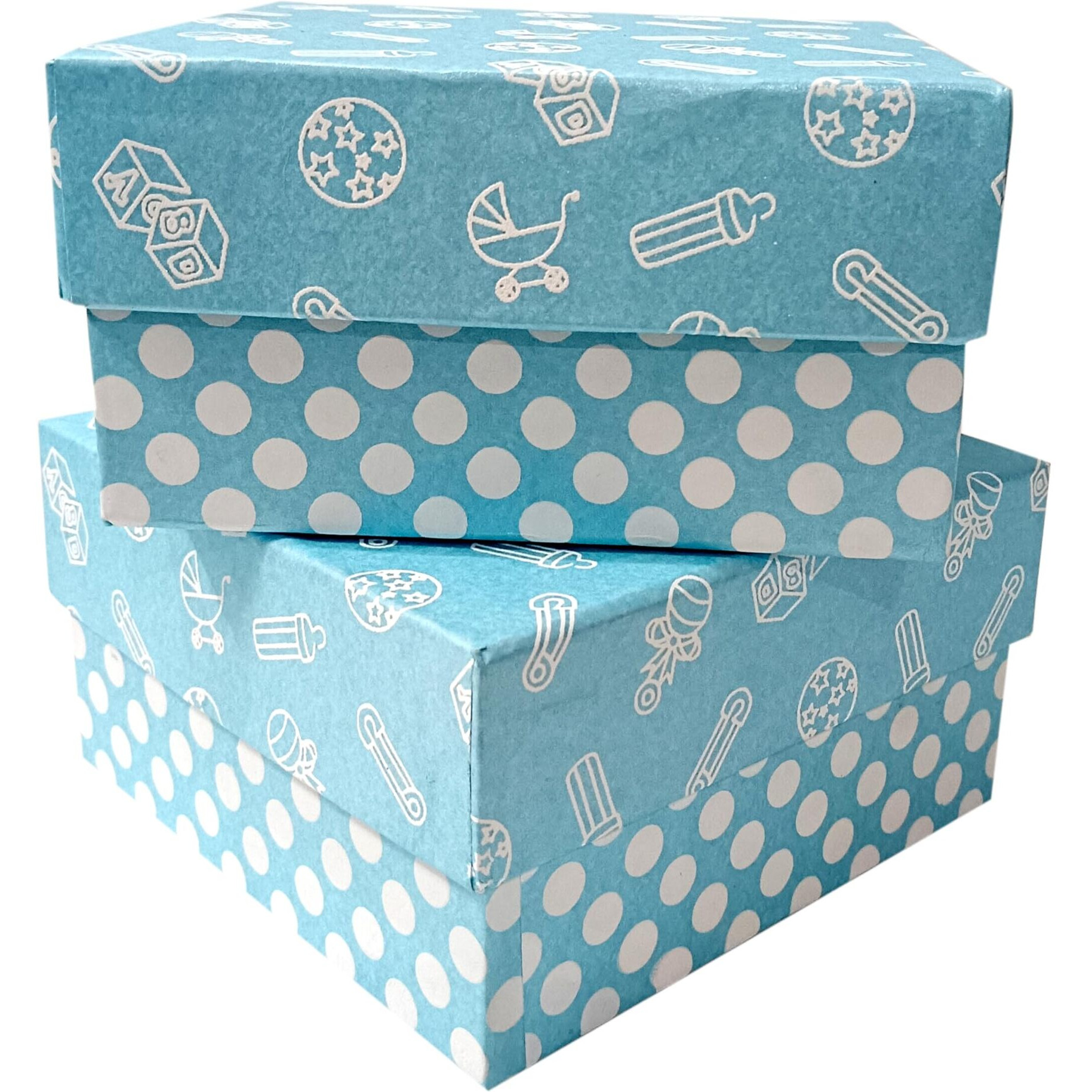 Acl Creations Cardboard Box For Birthday Hamper, Diwali Hampers, Return Gift, Corporate Gifting|Pack Of 2 (Top Bottom Box It's A Boy Design) (Size 6X6X3 Inchs),Sky Blue