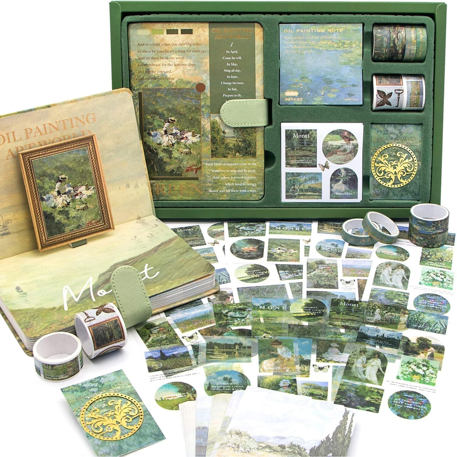Invite 346Pcs Journal Supplies Kit Vintage Scrapbook Stickers Art Journaling Bullet Junk Journal Planners Diy Decoration Paper Stickers Craft Kits Notebook Collage Album (Green River Book)
