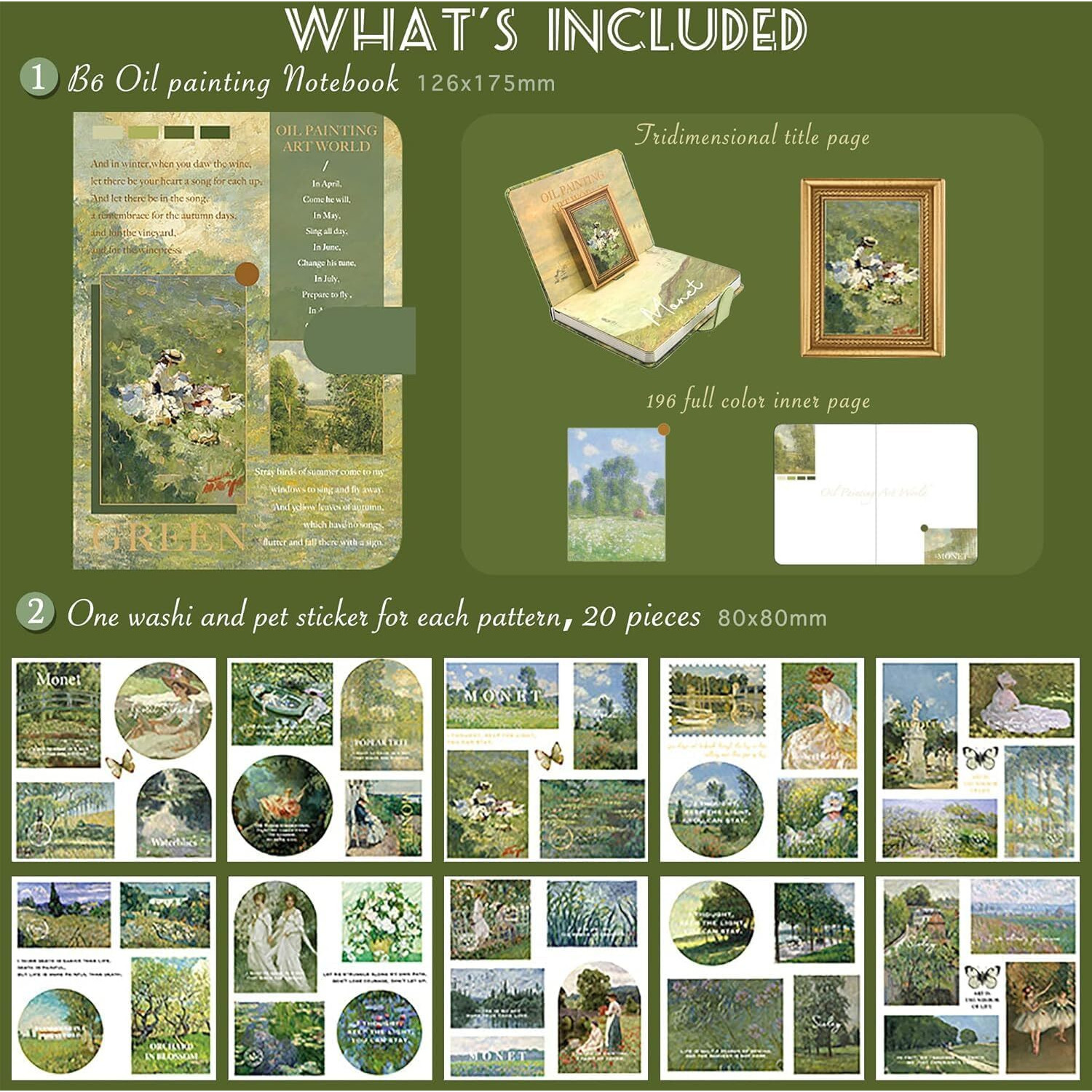Invite 346Pcs Journal Supplies Kit Vintage Scrapbook Stickers Art Journaling Bullet Junk Journal Planners Diy Decoration Paper Stickers Craft Kits Notebook Collage Album (Green River Book)