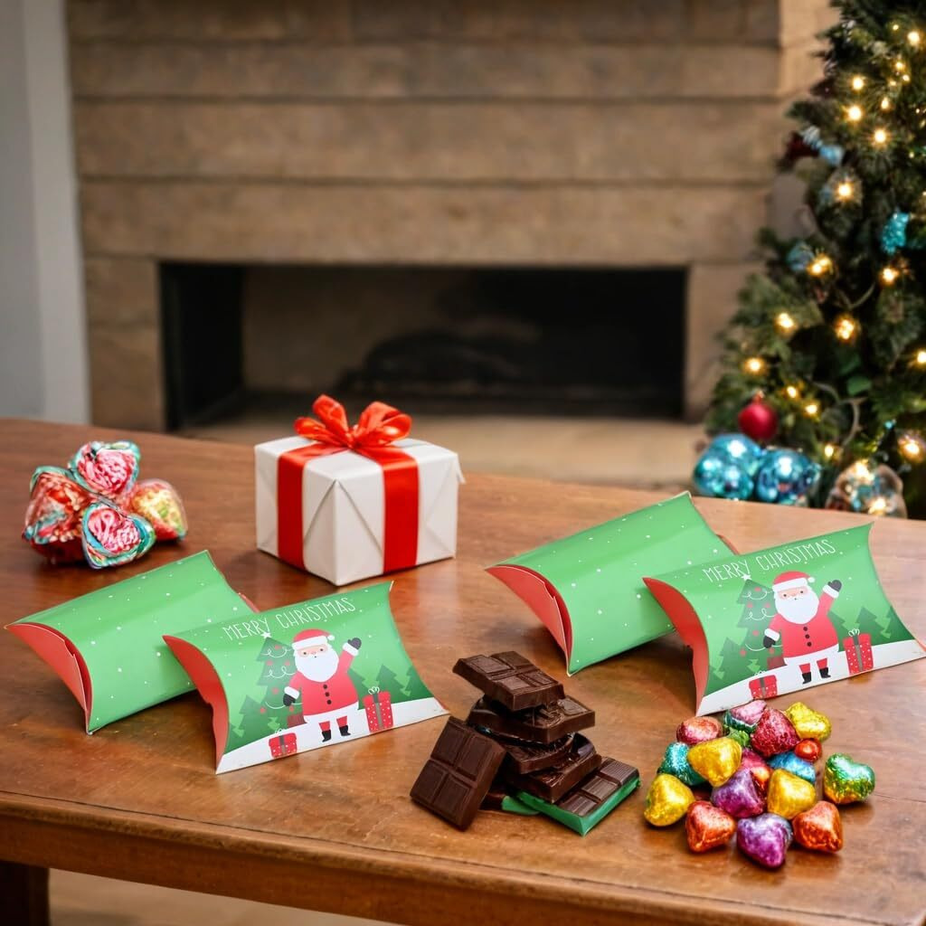 Toyxe Merry Christmas Print Candy Chocolates Pillow Box Set Of 24