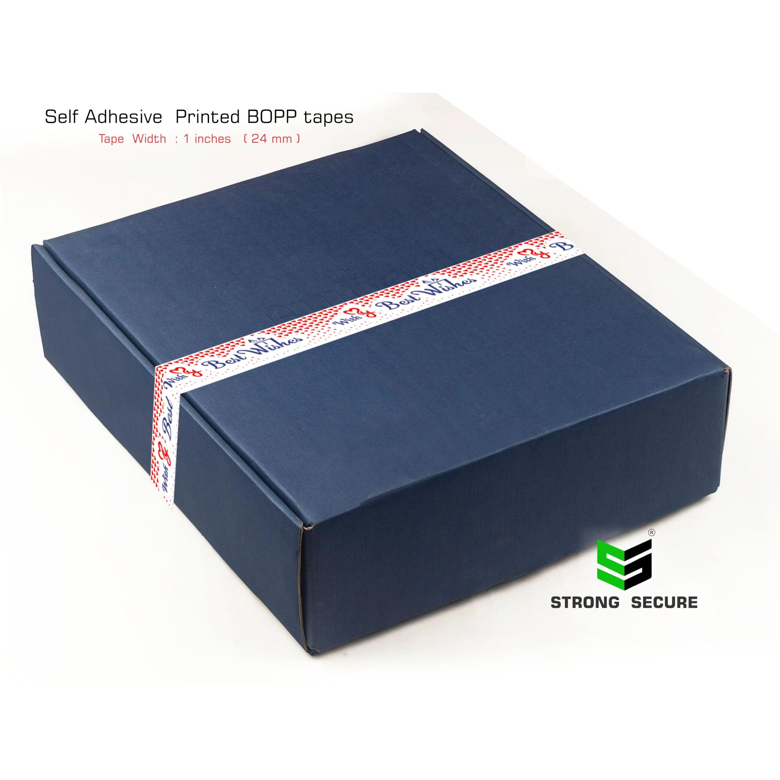 Strong Secure Pack Of 3 Self Adhesive Bopp Tape 1 Inch 24Mm 70 Yards Sealing & Packing Tape Red Blue Best Wishes Shipping Moving Diy Gifts Office Sealing Boxes Cello Security Tape Durable Sticky