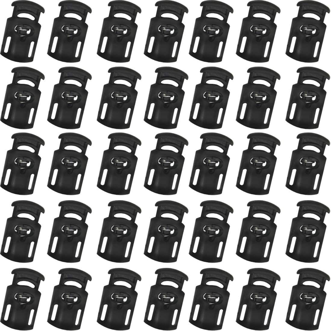 Aakriti 100Pcs Plastic Spring Drawstring Stopper Single Hole Heavy Duty Cord Stop Toggle Fastener Slider Lock End For Bag, Jacket And Other Drawstring Bags
