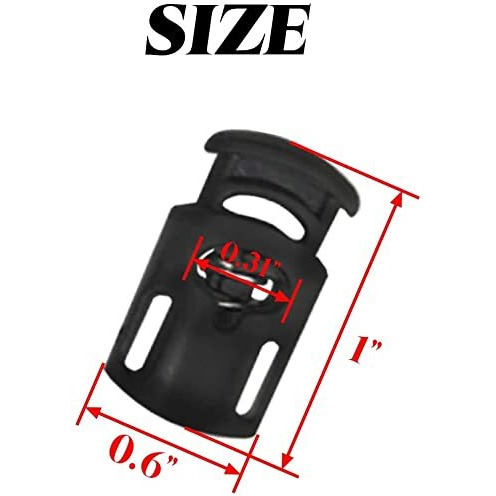 Aakriti 100Pcs Plastic Spring Drawstring Stopper Single Hole Heavy Duty Cord Stop Toggle Fastener Slider Lock End For Bag, Jacket And Other Drawstring Bags