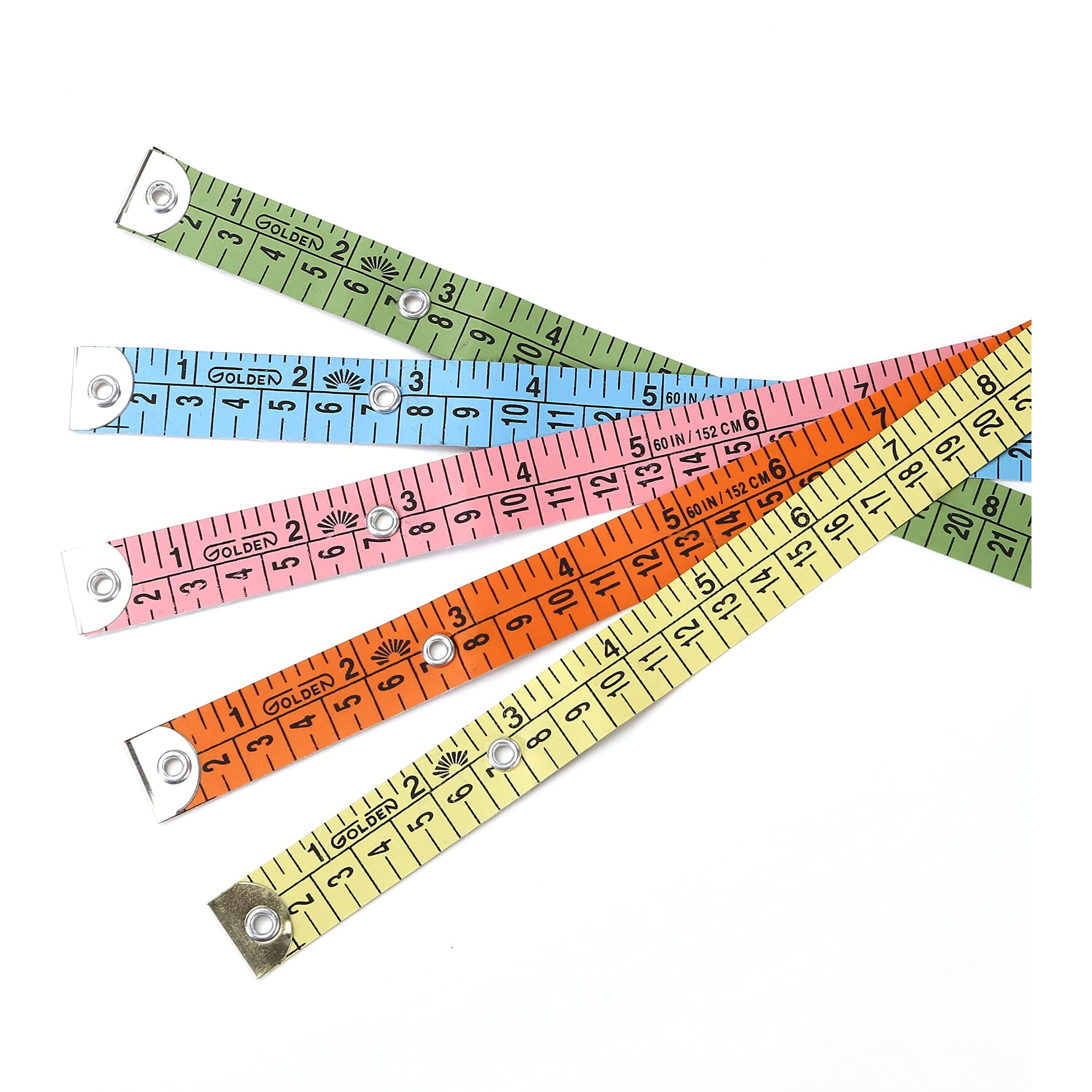 Golden Tailor Tape Measurement 1.50 Meter Pack Of 5, Premium Pvc Cloth Measuring Tapes For Body & Cloth Measure, Dressmaking, Cloth Cutting, Home Tailoring (18 Mm)