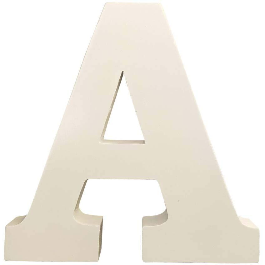 Smartcarewood Wooden A Letter- English Upper Case Alphabets Cutouts For Art And Craft Work (A_White_15X2.5 Cm)