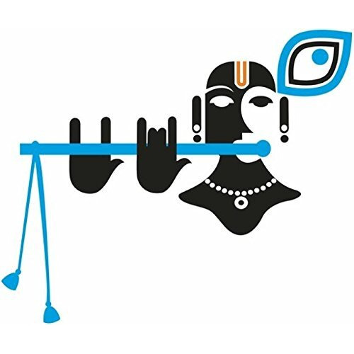 Decals Design 'Modern Art God Krishna With Flute And Peacock Feather' Wall Sticker (Pvc Vinyl, 70 Cm X 25 Cm)