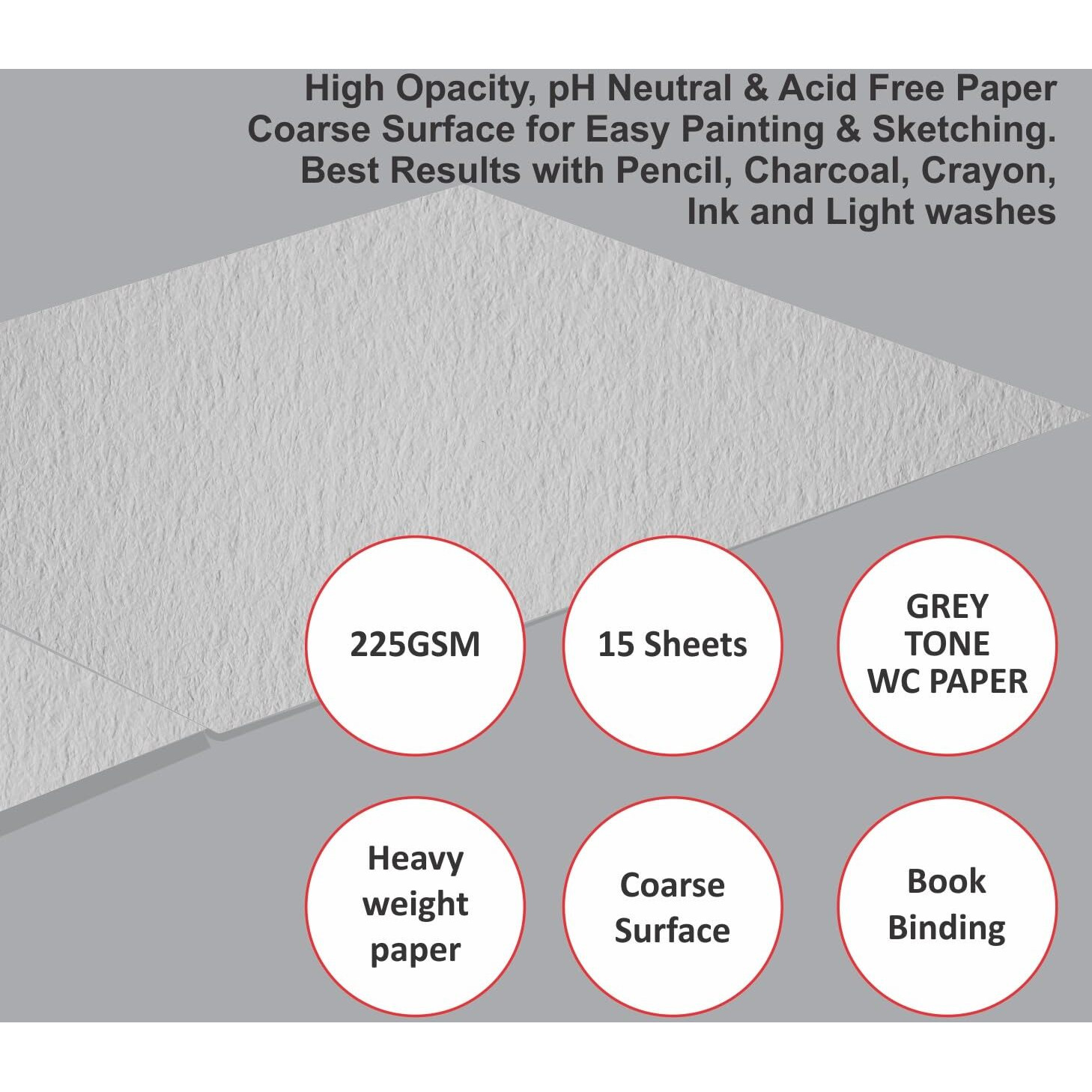 Anupam Dusk Grey Toned Watercolour Paper Pad - Cold Press Paper - 225 Gsm - 15 Sheets - A3