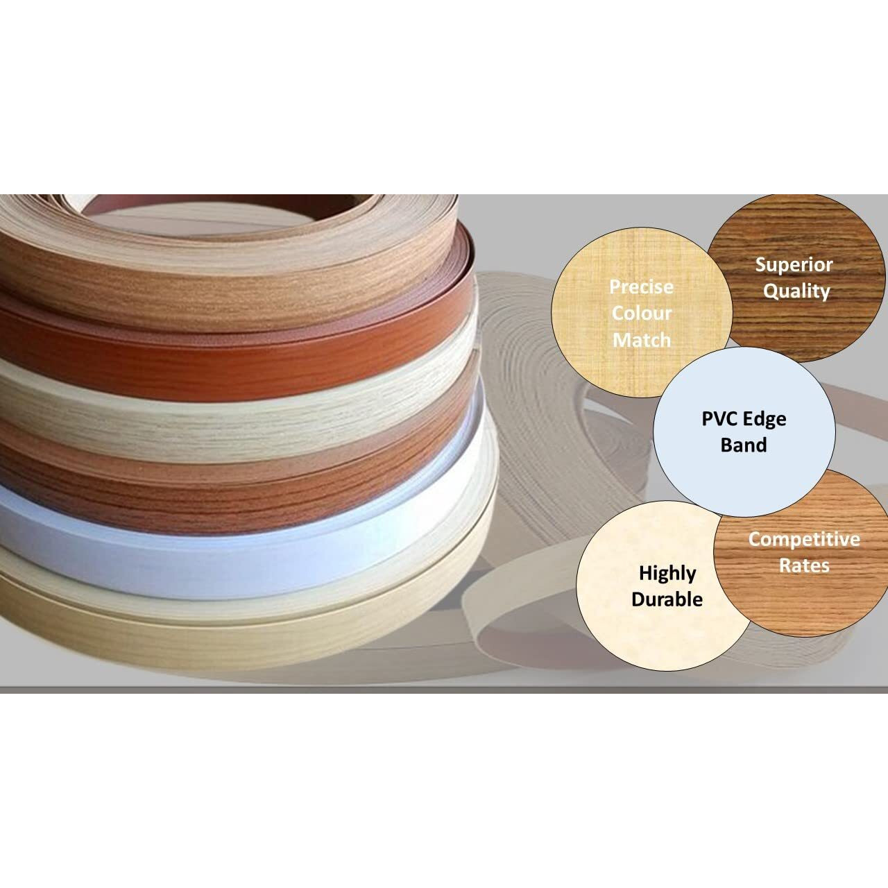 Rab Pvc Edge Band Tape (Code- 1019, Length- 50 Meter Of 1 Role, Width- 2.2 Cm, Thickness- 0.5, Color-Gothic Grey)